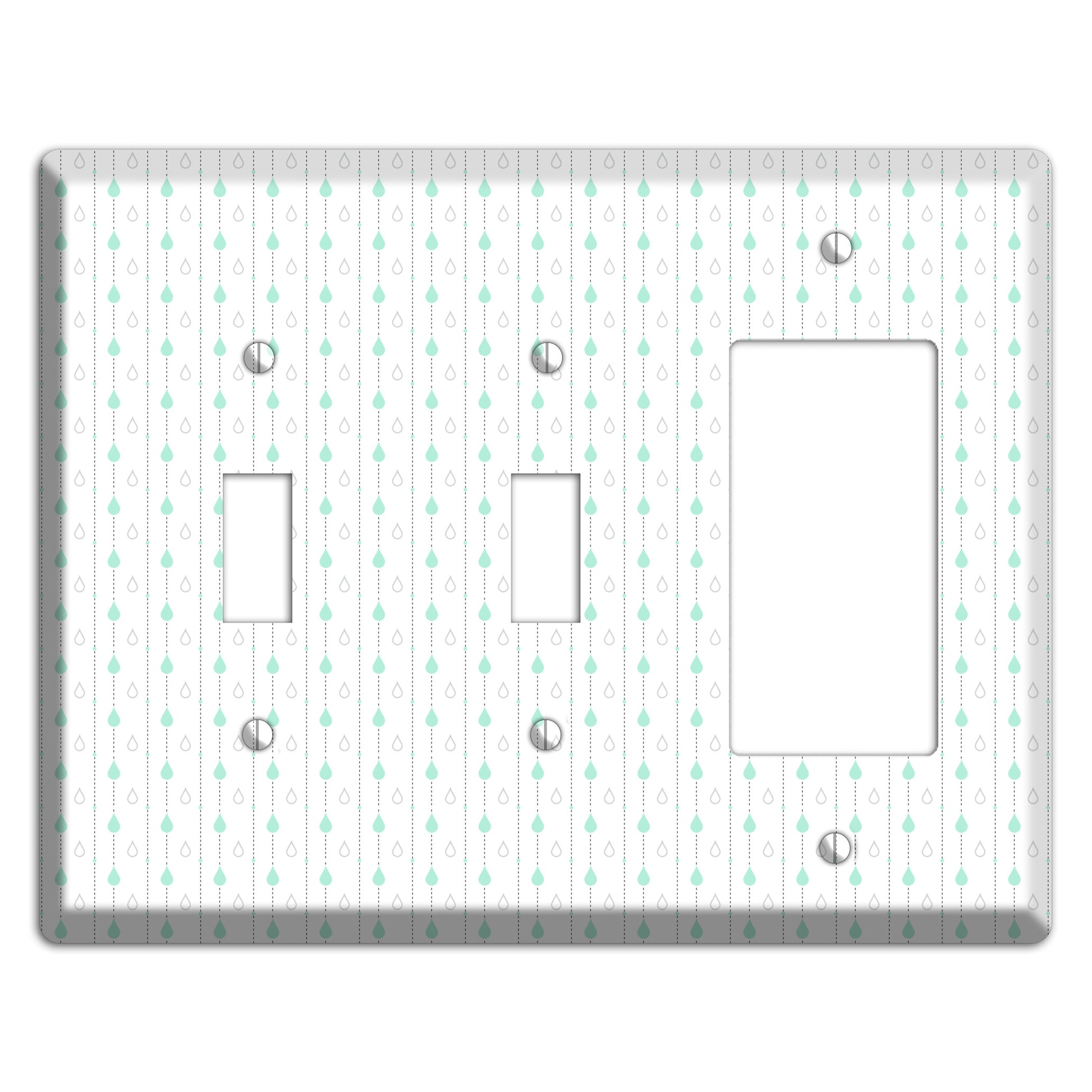 White and Blue Drops 2 2 Toggle / Rocker Wallplate
