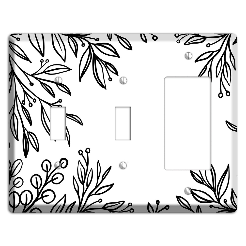 Hand-Drawn Floral 1 2 Toggle / Rocker Wallplate