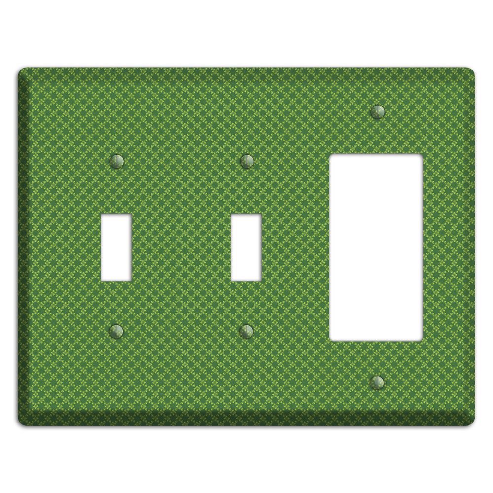 Multi Green Tiny Checked Foulard 2 Toggle / Rocker Wallplate