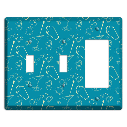 Teal Cocktail Hour 2 Toggle / Rocker Wallplate