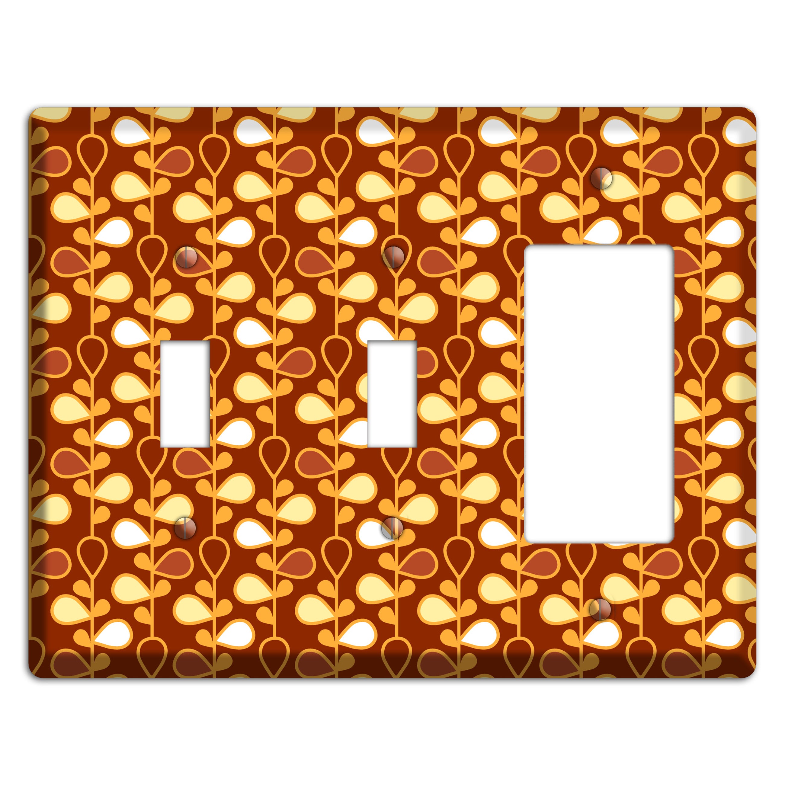 Red with Orange and Yellow Drop and Vine 2 Toggle / Rocker Wallplate