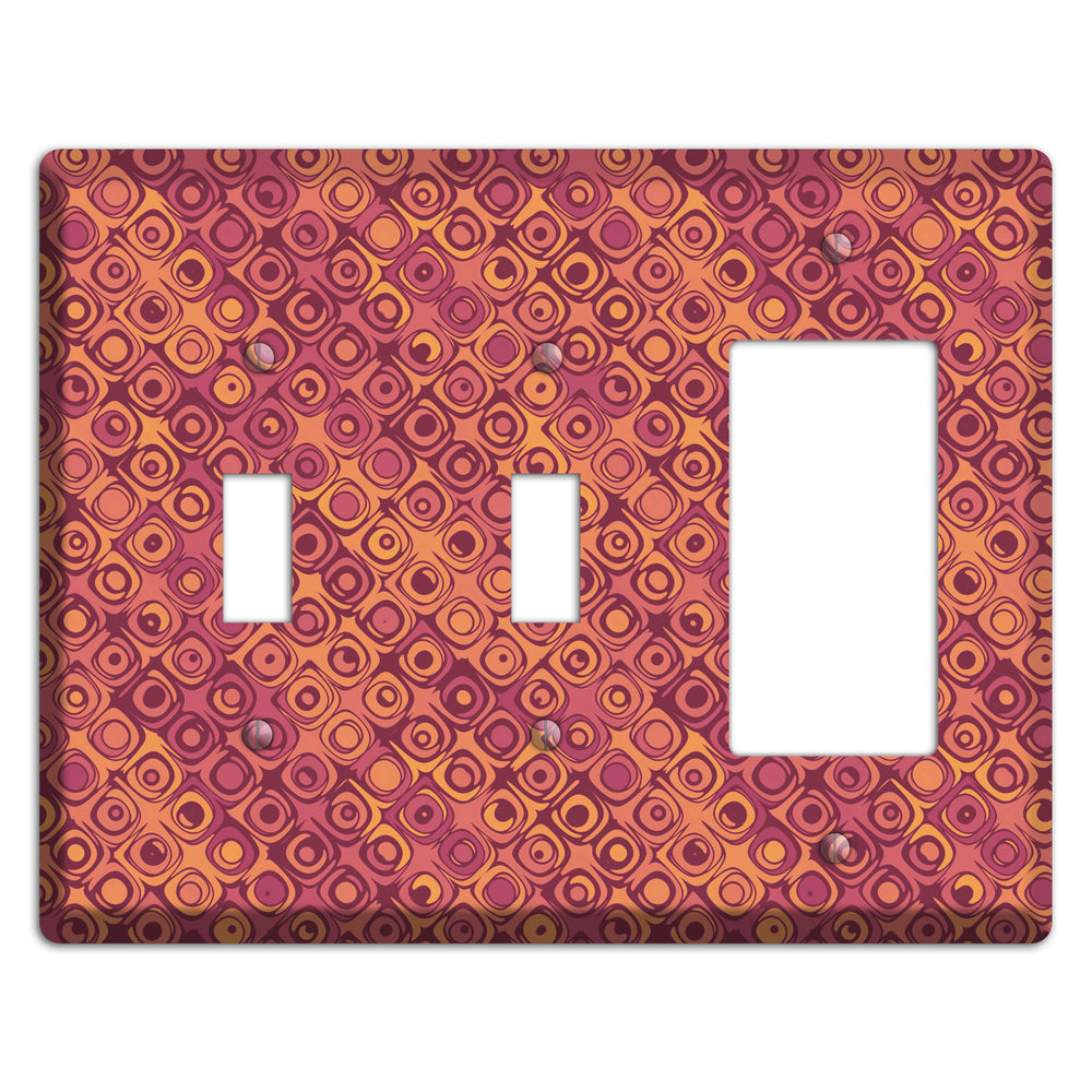 Coral Grunge Retro Circles 2 Toggle / Rocker Wallplate