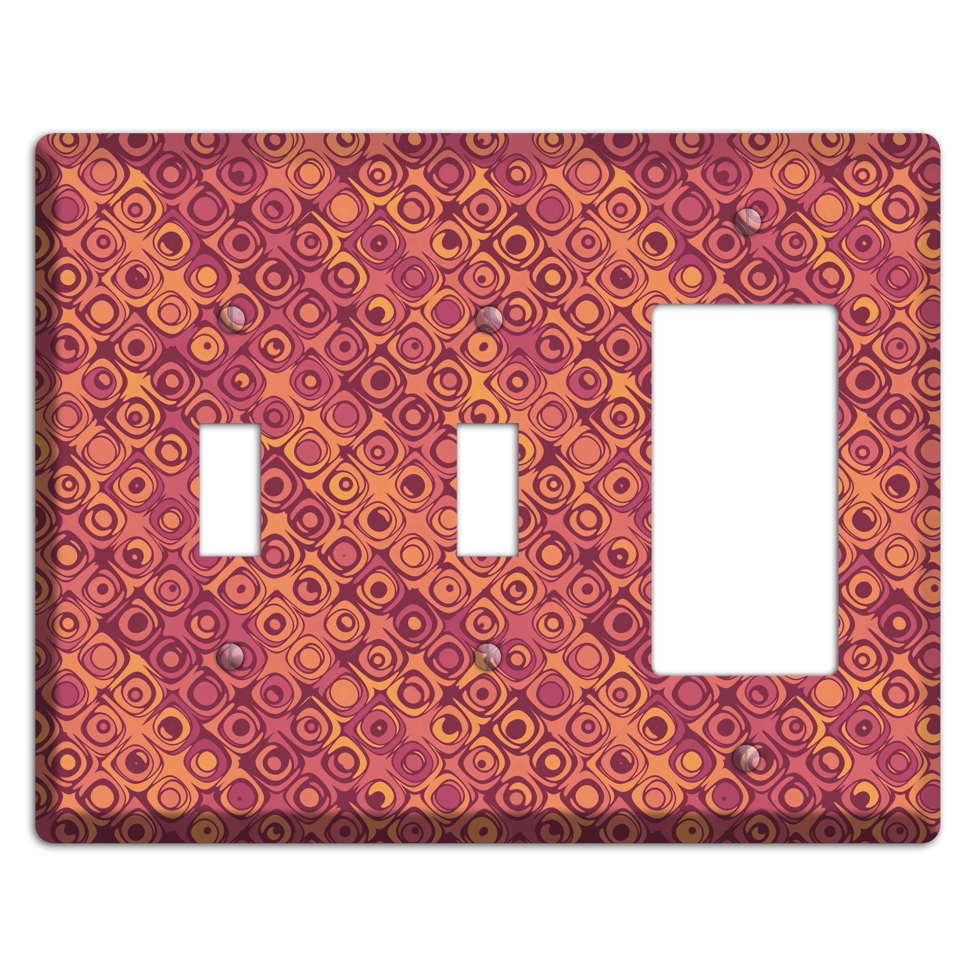 Coral Grunge Retro Circles 2 Toggle / Rocker Wallplate