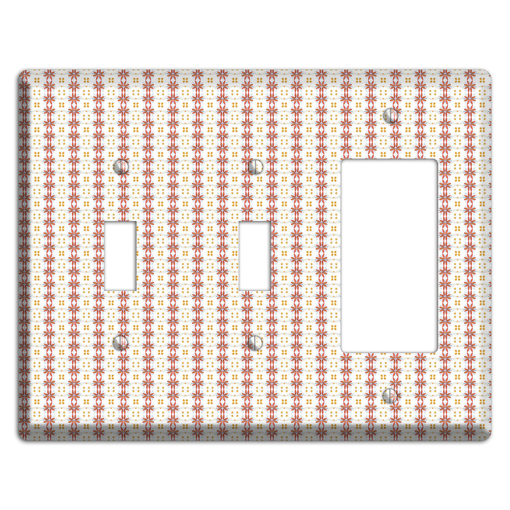 White with Red Smocking 2 Toggle / Rocker Wallplate