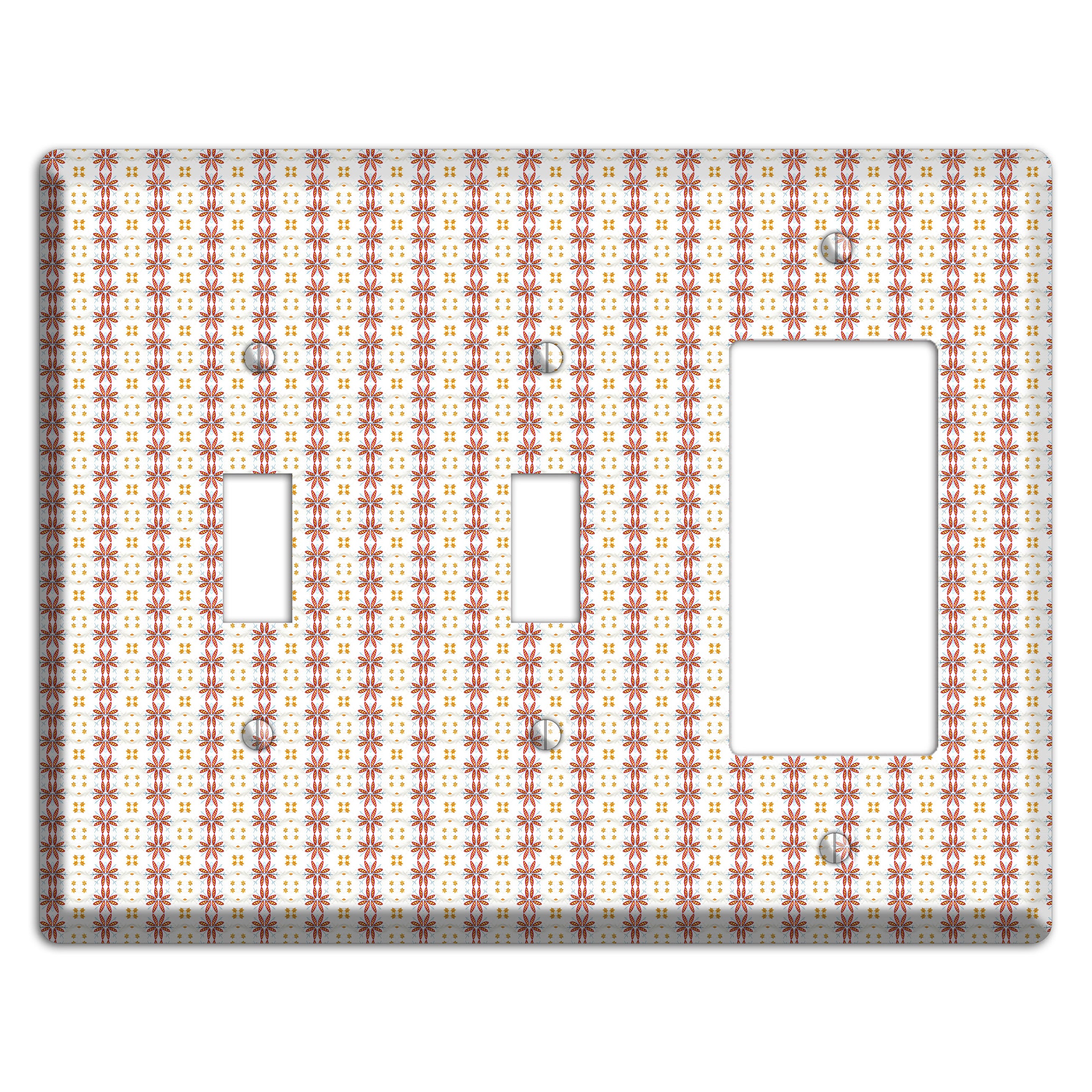 White with Red Smocking 2 Toggle / Rocker Wallplate