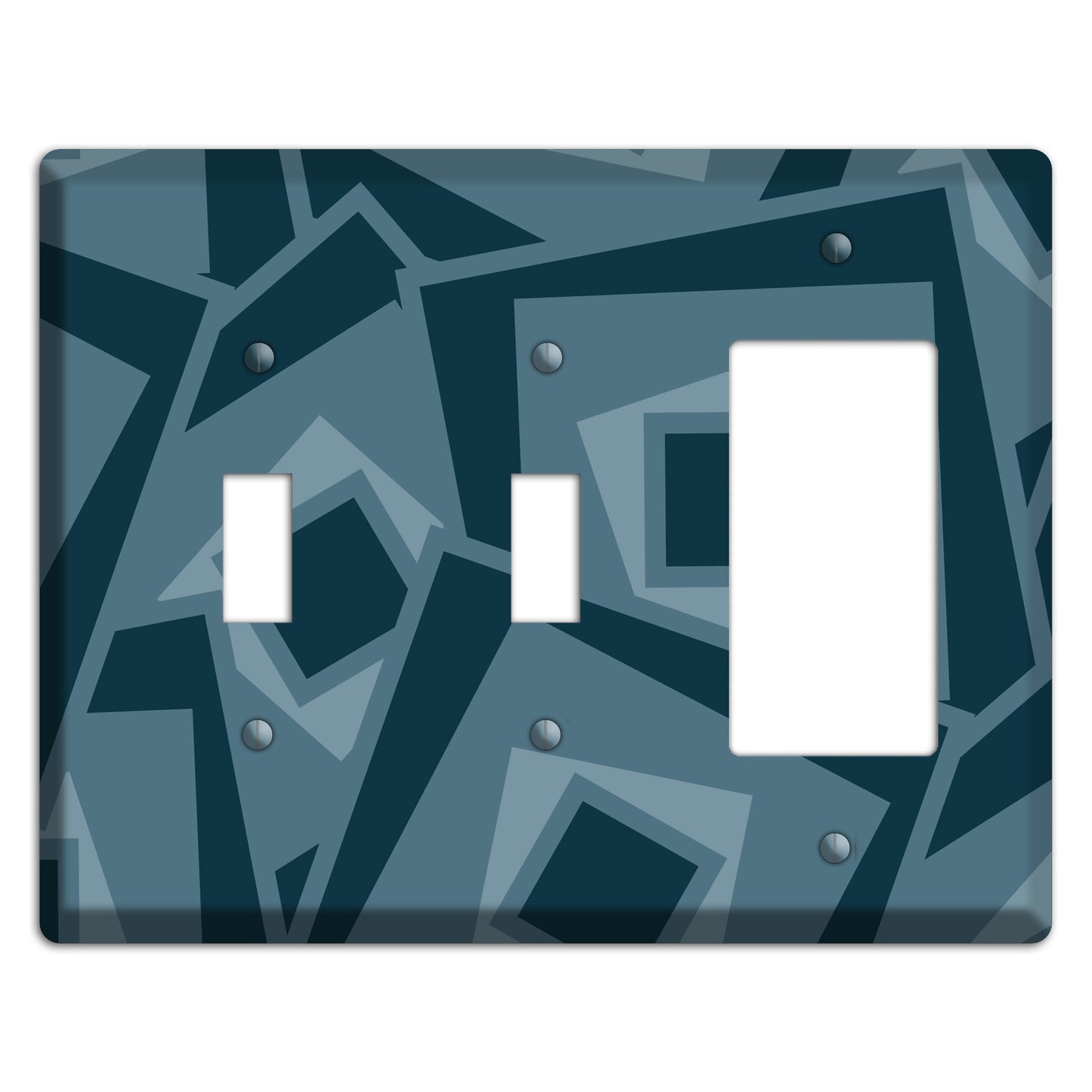 Blue-grey Retro Cubist 2 Toggle / Rocker Wallplate