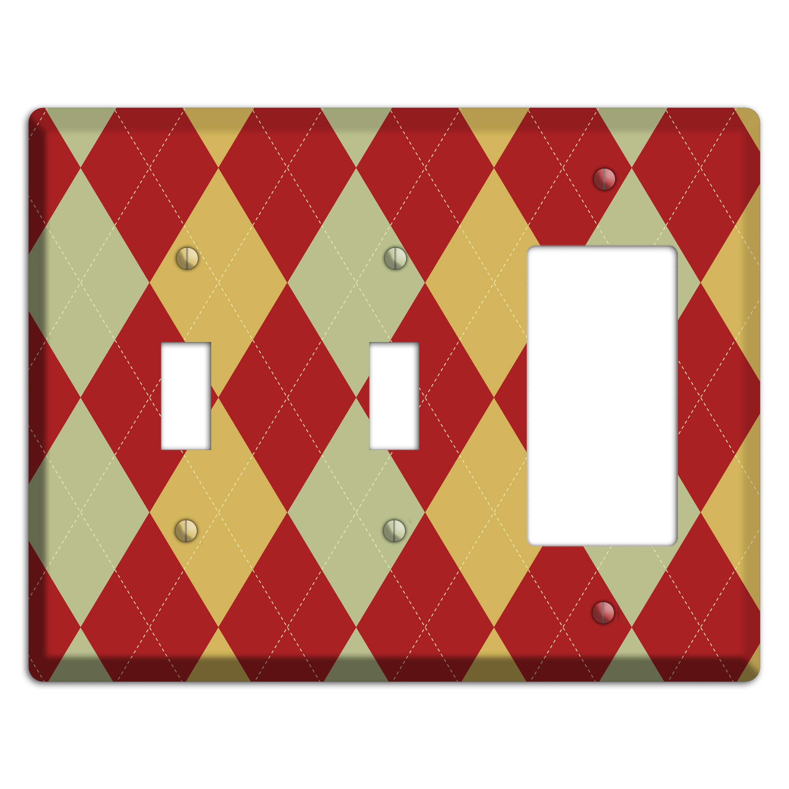 Burnt Orange and Light Green Argyle 2 Toggle / Rocker Wallplate