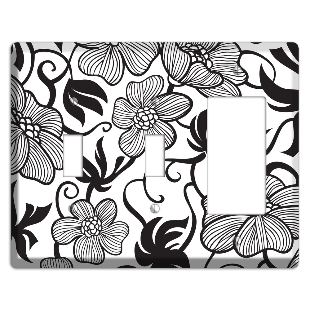 White with Black Tropical 2 Toggle / Rocker Wallplate
