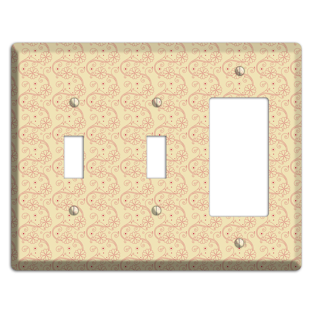 Tiny Off White Floral Swirl 2 Toggle / Rocker Wallplate