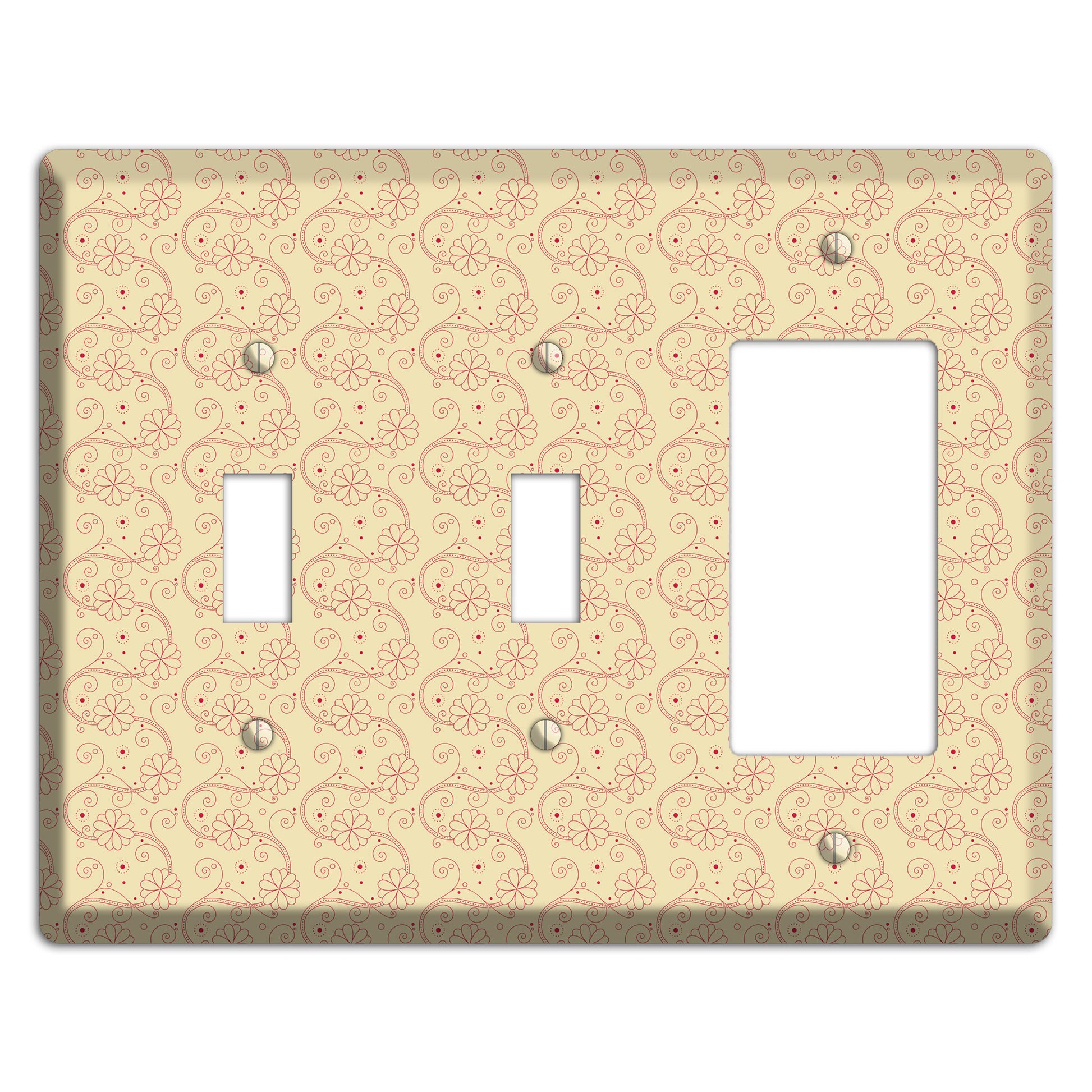 Tiny Off White Floral Swirl 2 Toggle / Rocker Wallplate