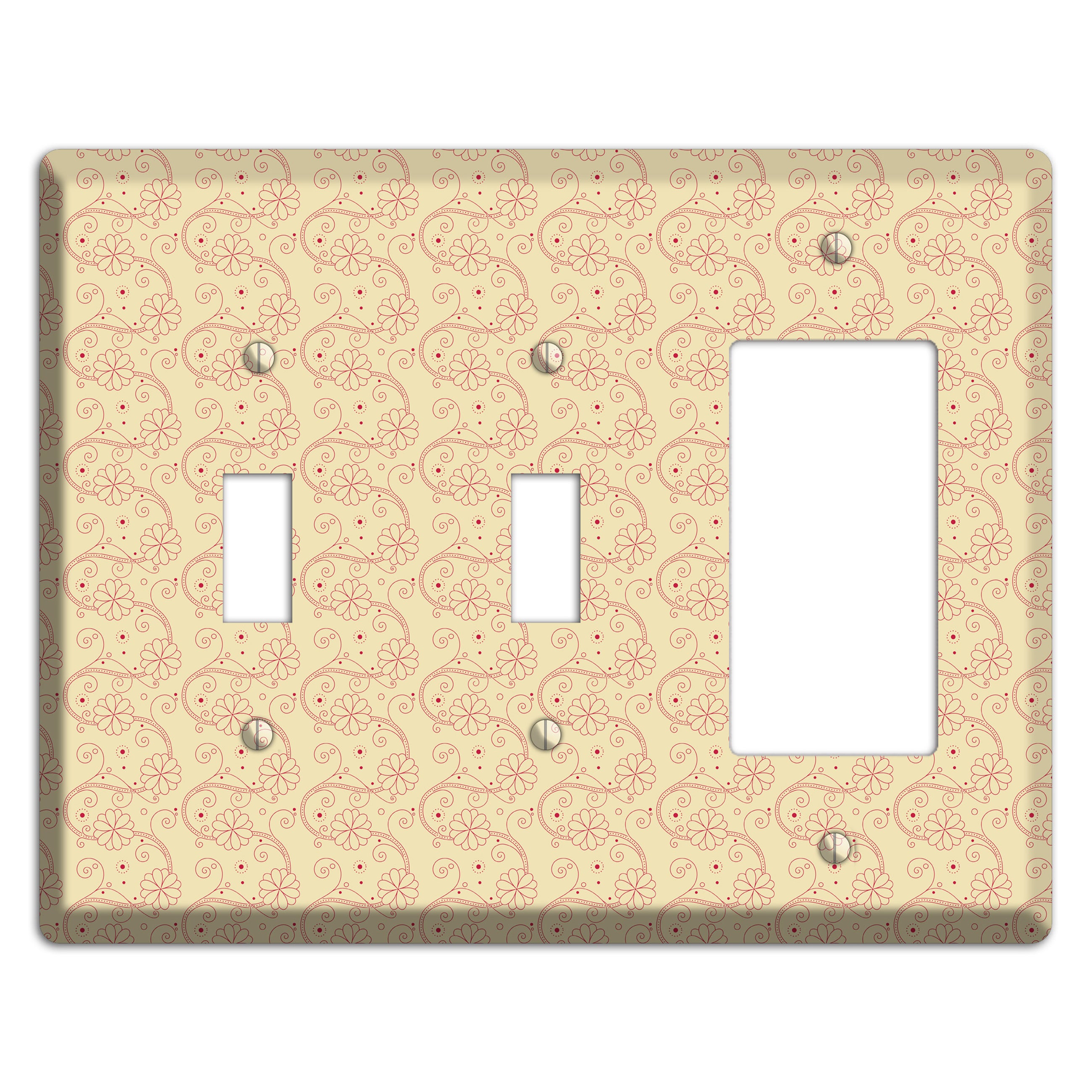 Tiny Off White Floral Swirl 2 Toggle / Rocker Wallplate