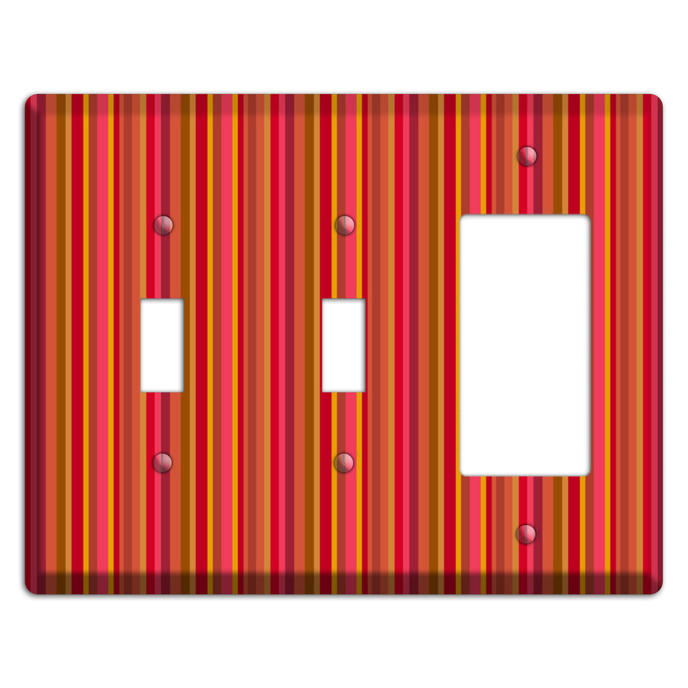 Multi Red Vertical Stripes 2 Toggle / Rocker Wallplate
