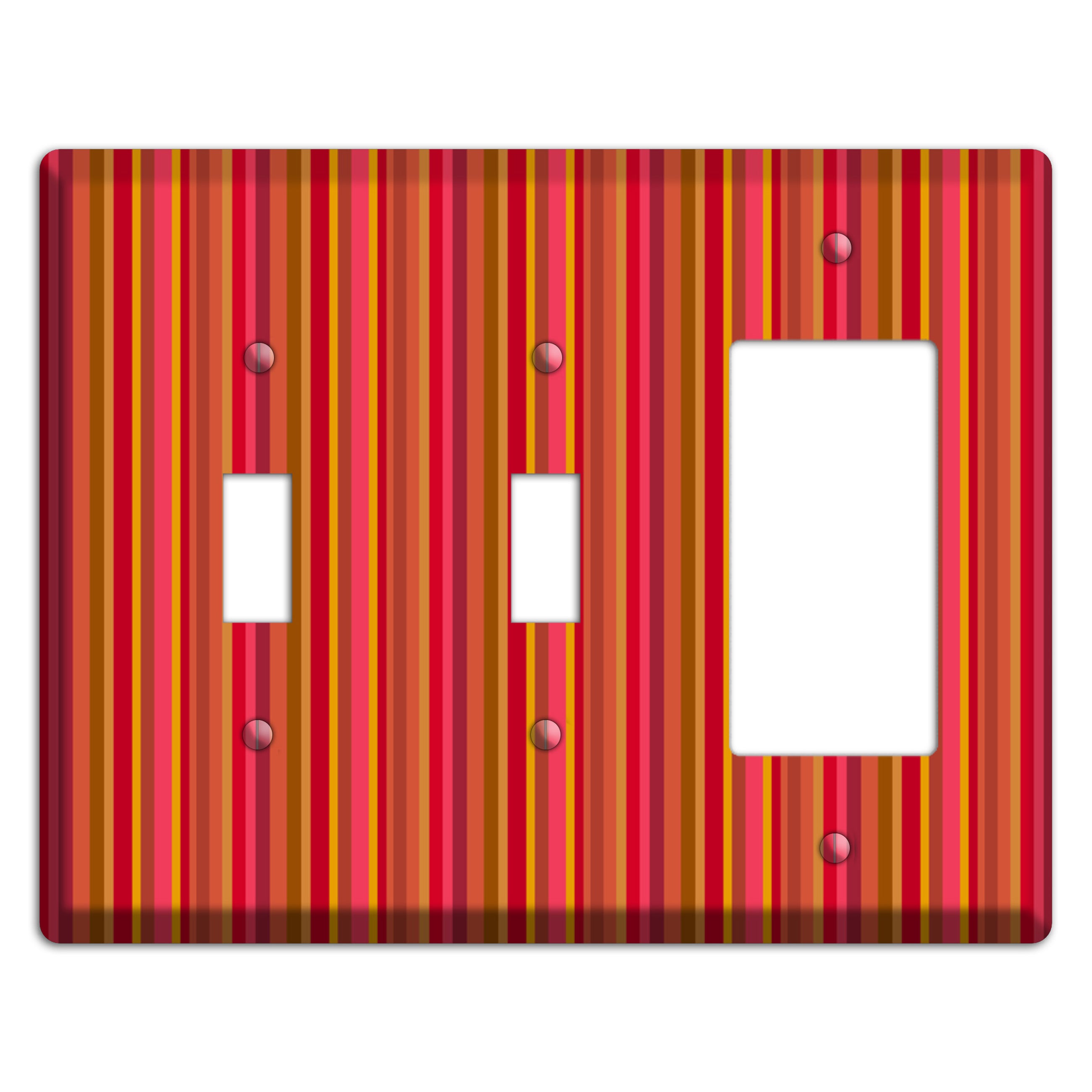 Multi Red Vertical Stripes 2 Toggle / Rocker Wallplate
