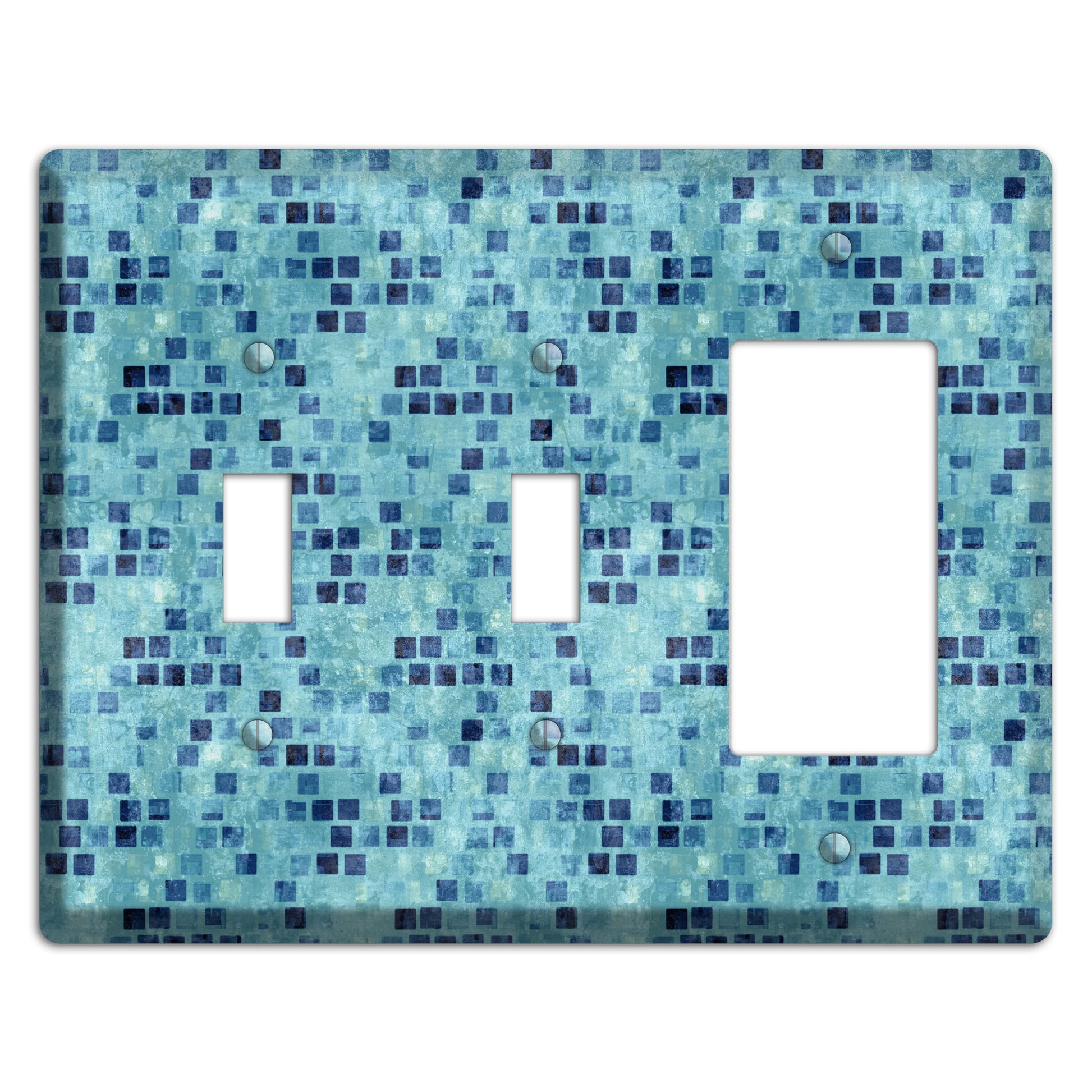 Turquoise Grunge Tile 2 Toggle / Rocker Wallplate