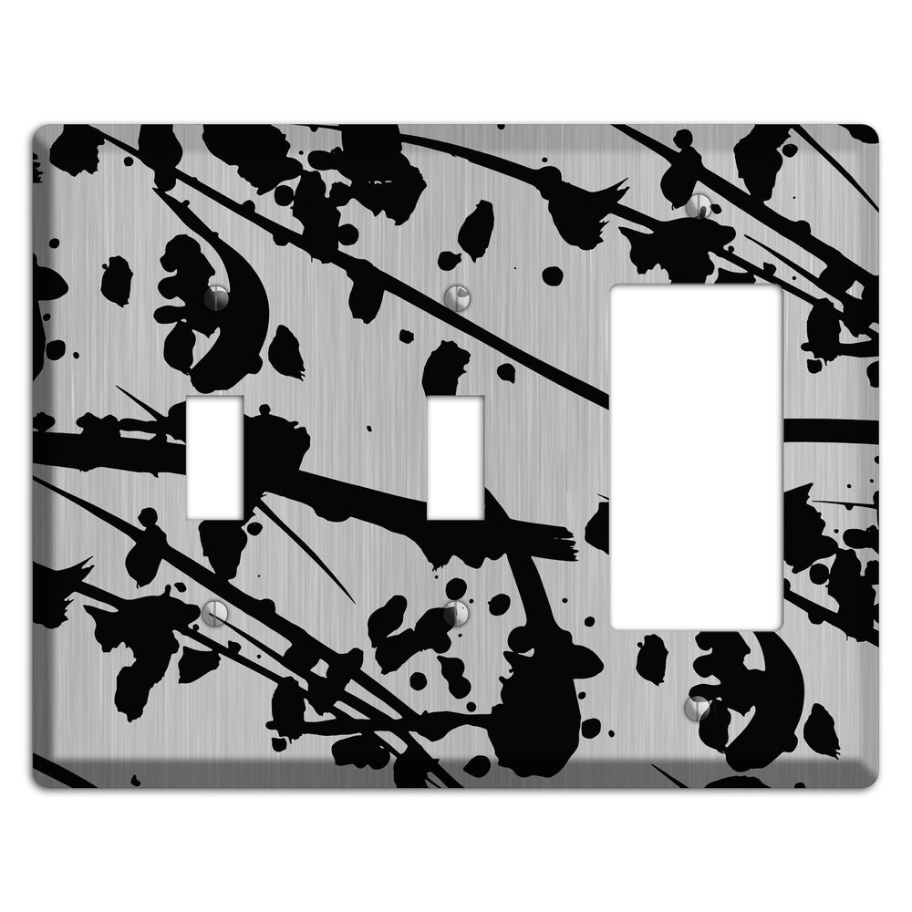 Ink Splash 6 Stainless Steel 2 Toggle / Rocker Wallplate