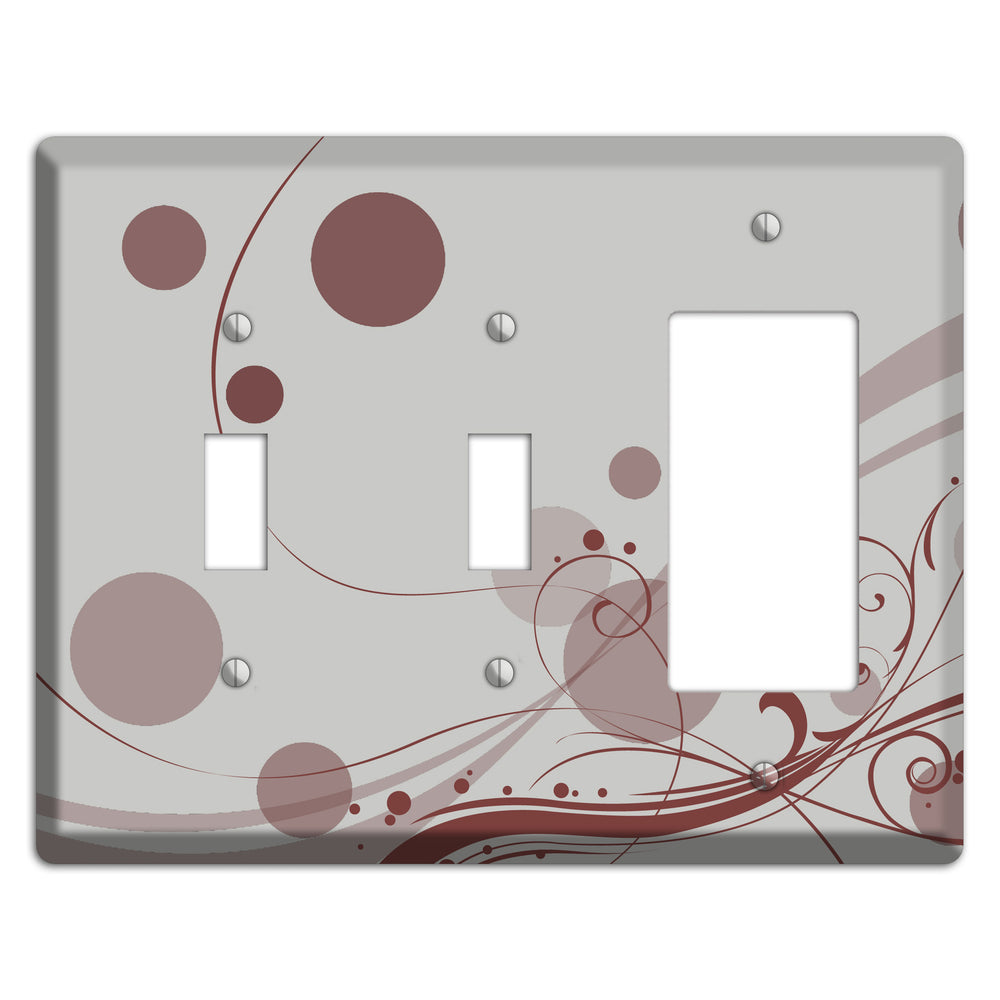 Grey with Maroon Dots and Swirls 2 Toggle / Rocker Wallplate