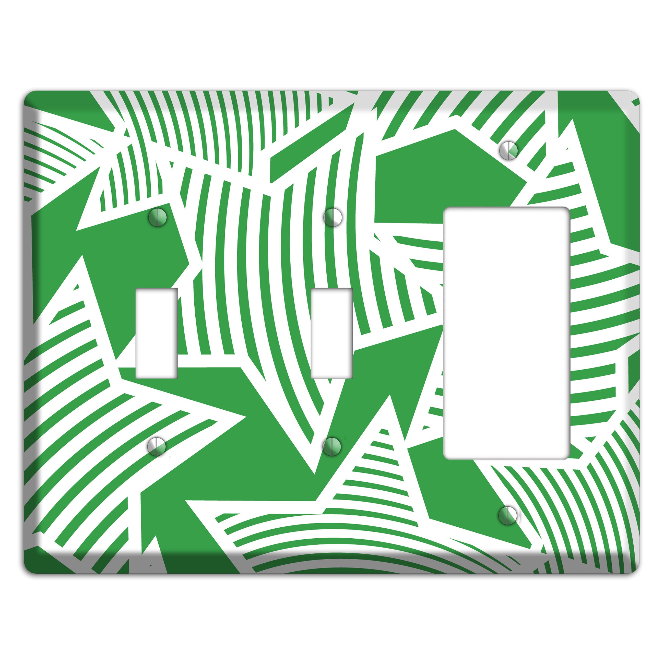 Green with Large White Stars 2 Toggle / Rocker Wallplate