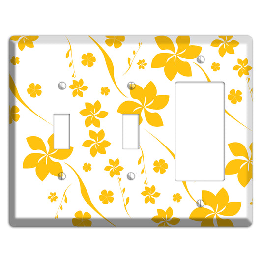 White with Yellow Flower 2 Toggle / Rocker Wallplate