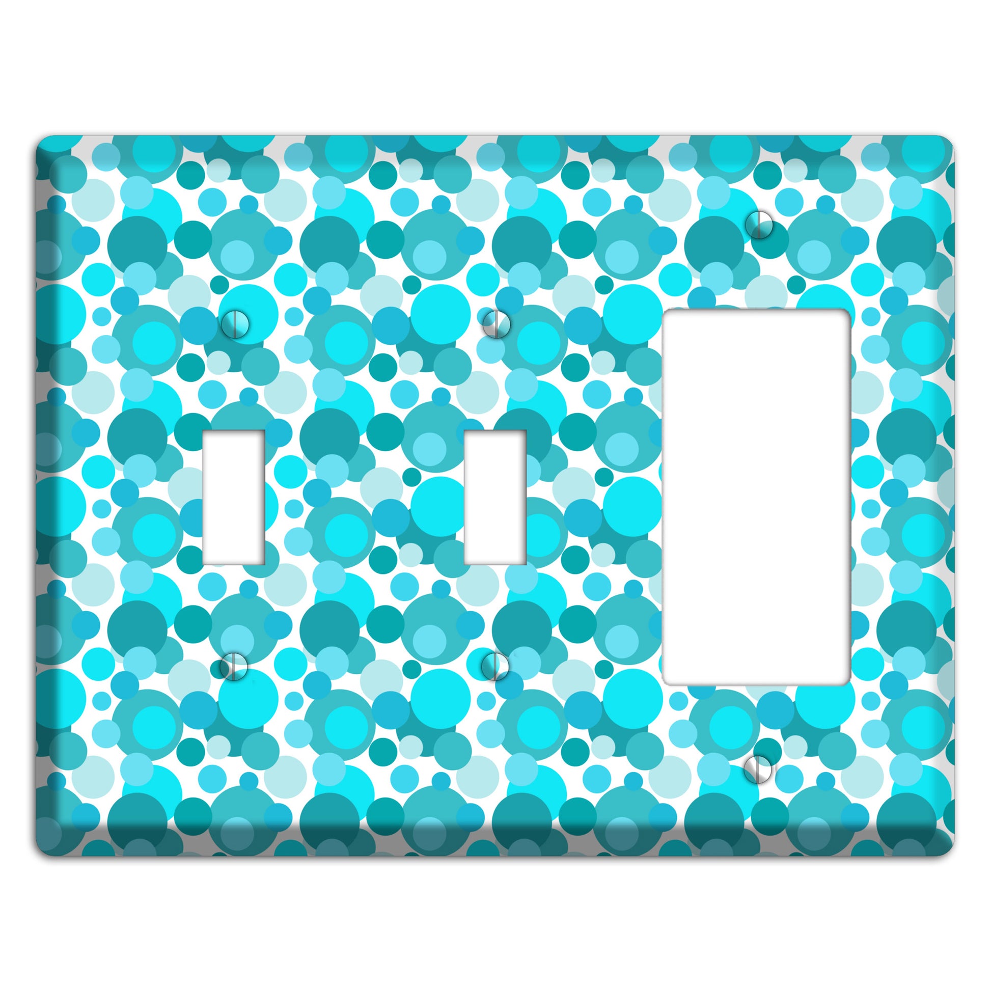 Multi Turquoise Bubble Dots 2 Toggle / Rocker Wallplate