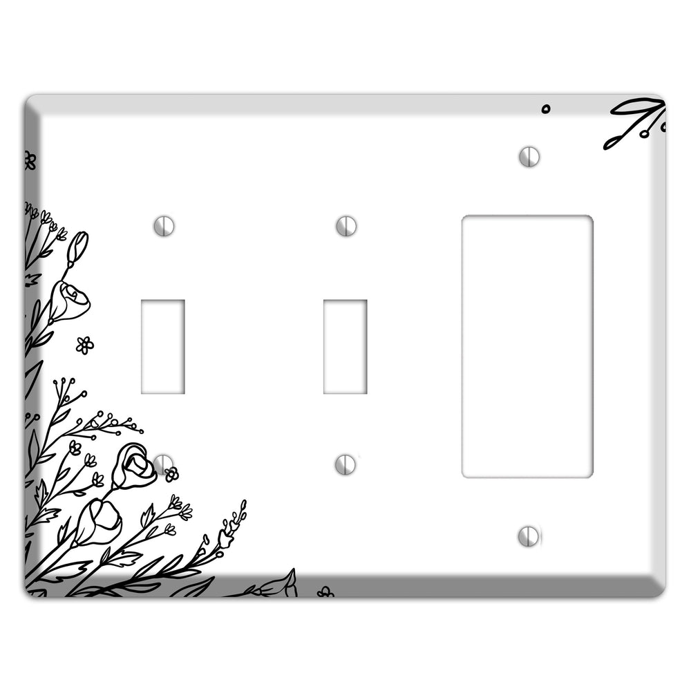 Hand-Drawn Floral 35 2 Toggle / Rocker Wallplate