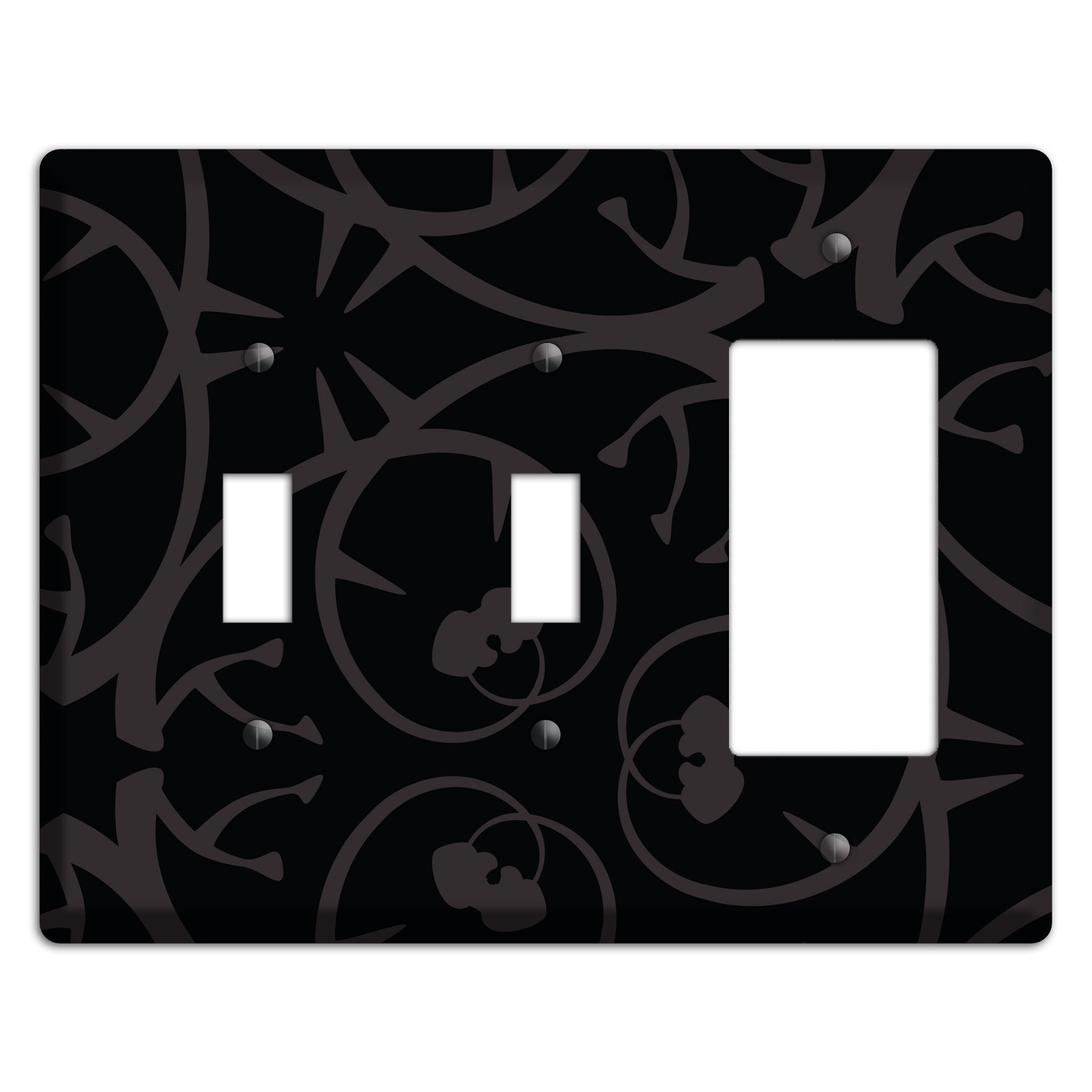 Black with Grey Abstract Swirl 2 Toggle / Rocker Wallplate