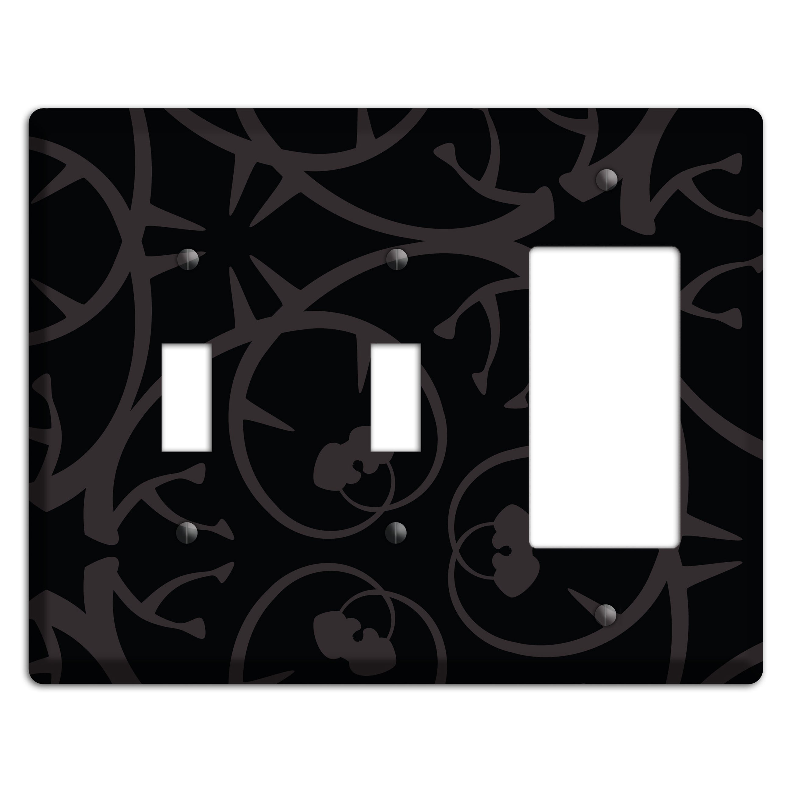 Black with Grey Abstract Swirl 2 Toggle / Rocker Wallplate