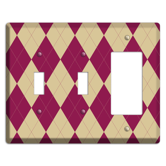 Red and Tan Argyle 2 Toggle / Rocker Wallplate