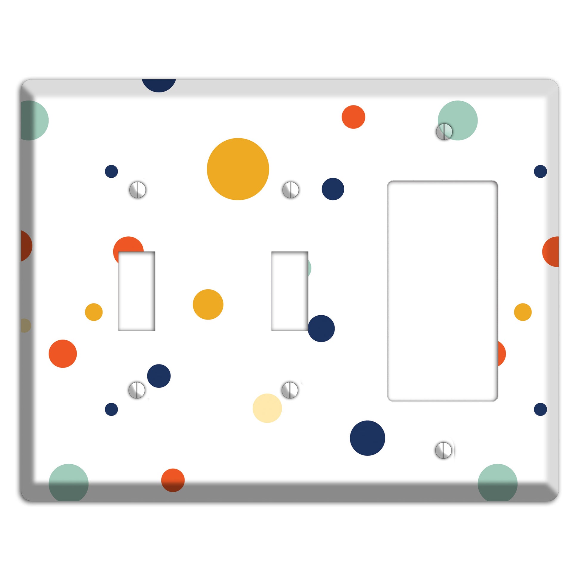 White with Multi Umber and Sage Medium Dots 2 Toggle / Rocker Wallplate