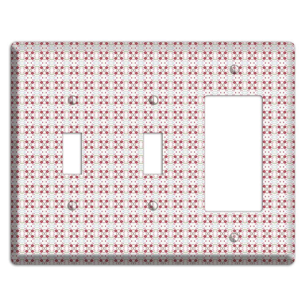 White with Red Ball and Stick Tapestry 2 Toggle / Rocker Wallplate