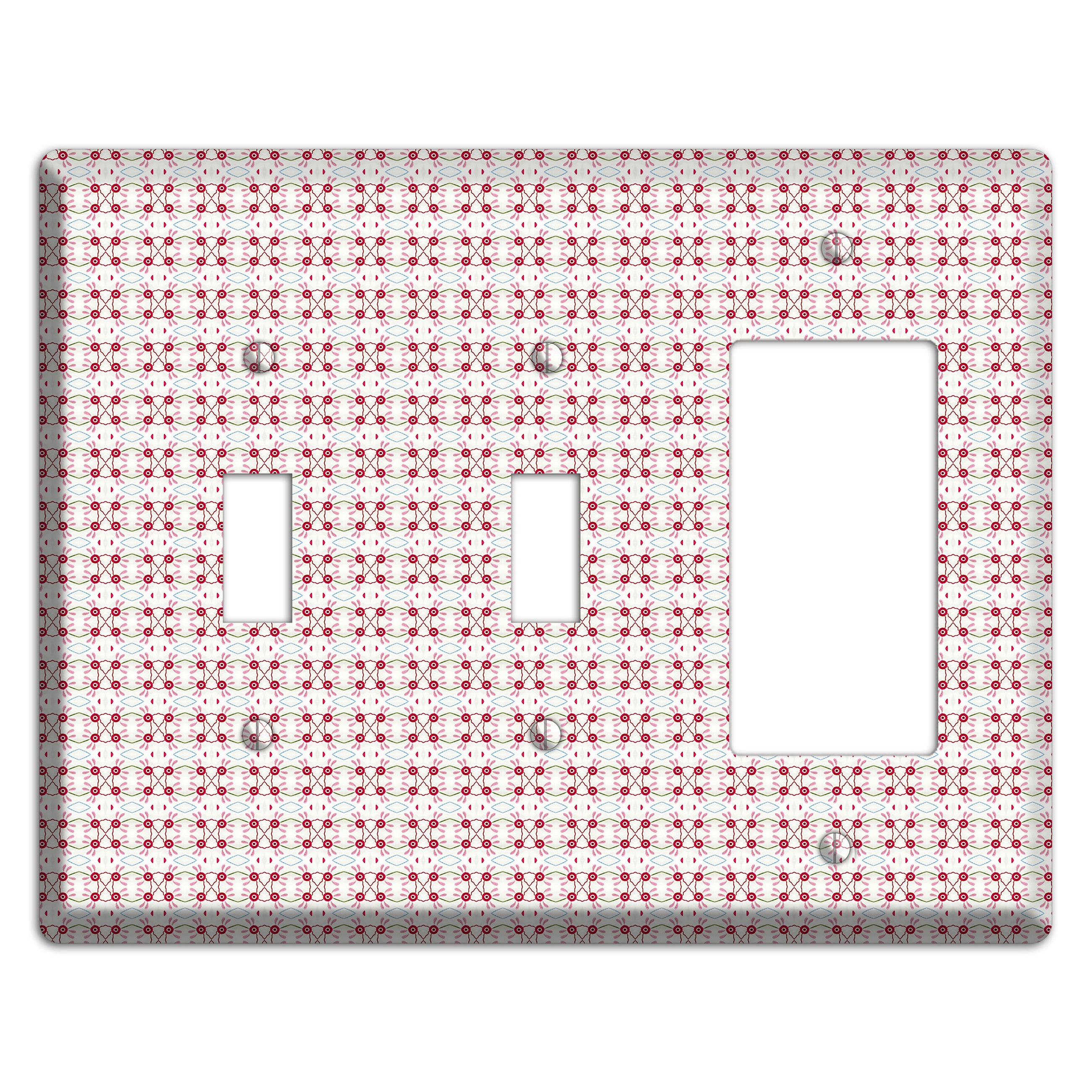 White with Red Ball and Stick Tapestry 2 Toggle / Rocker Wallplate