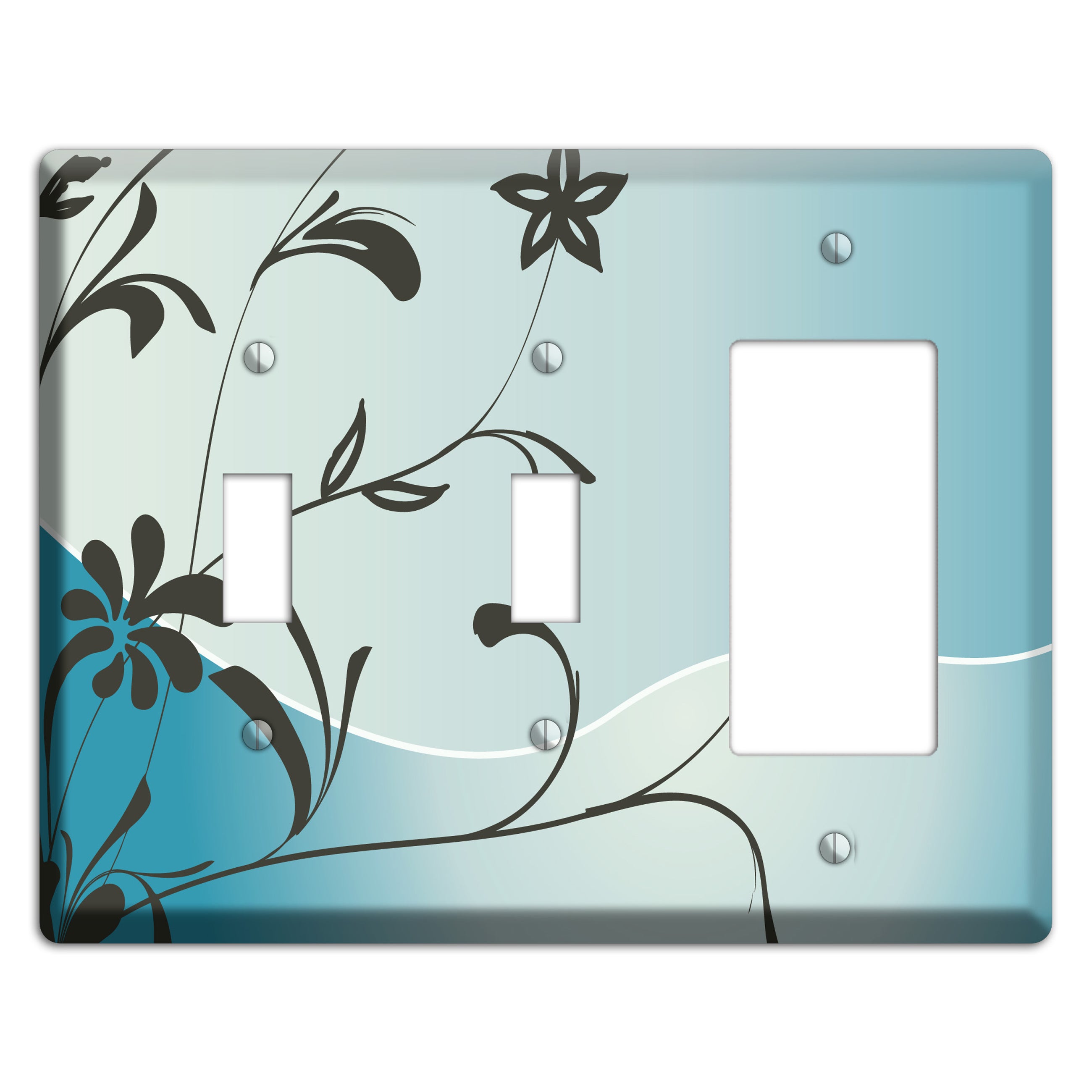 Blue-grey Flowers 2 Toggle / Rocker Wallplate
