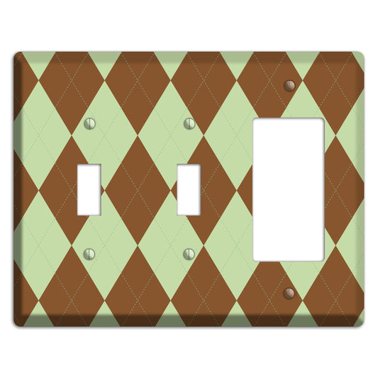 Brown and Green Argyle 2 Toggle / Rocker Wallplate