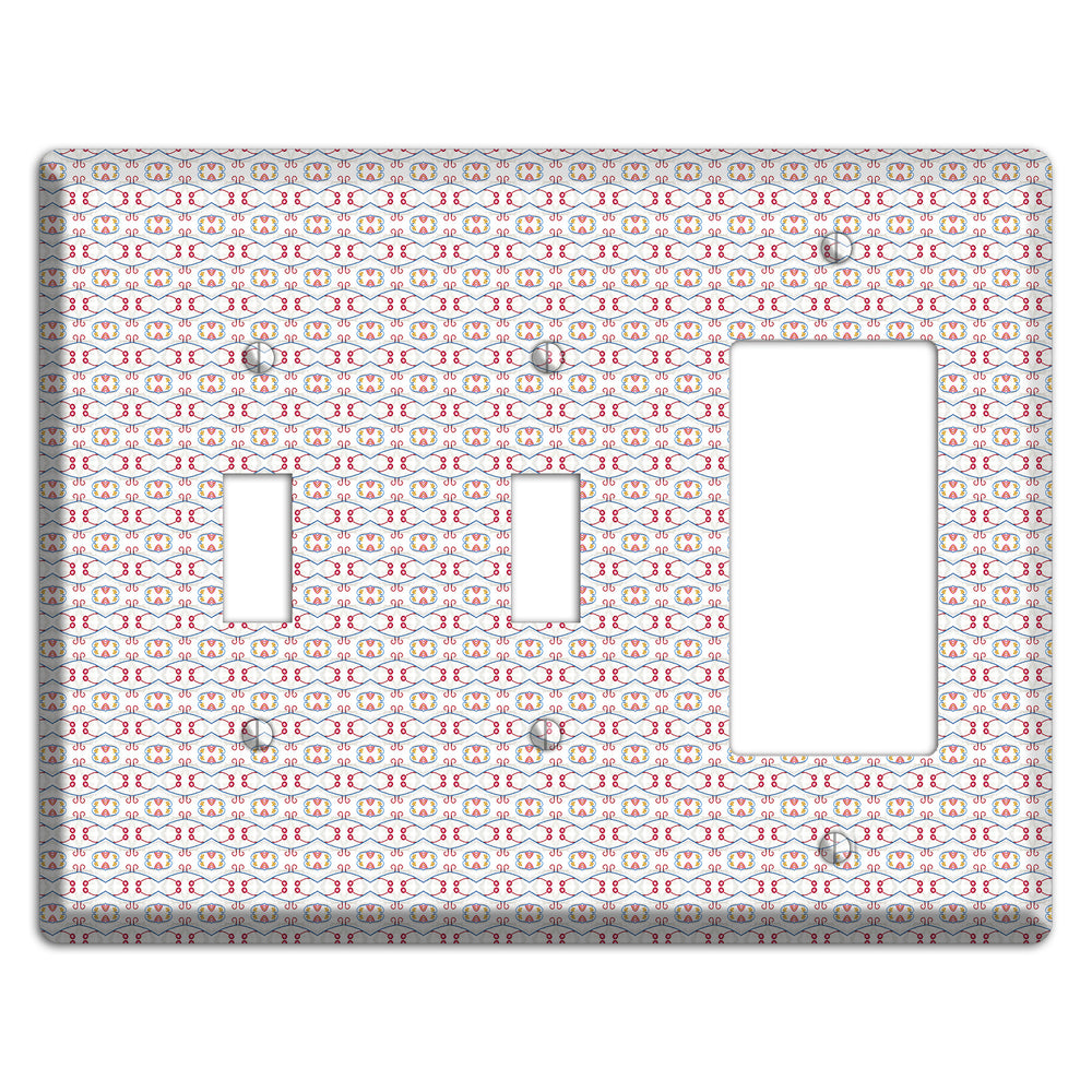 White with Red Tapestry Contour 2 Toggle / Rocker Wallplate