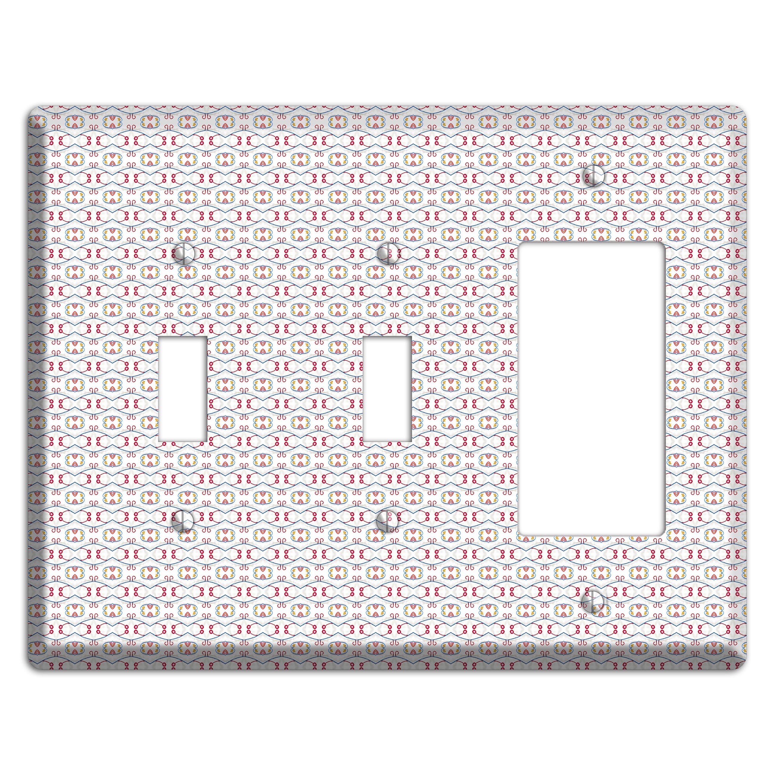 White with Red Tapestry Contour 2 Toggle / Rocker Wallplate