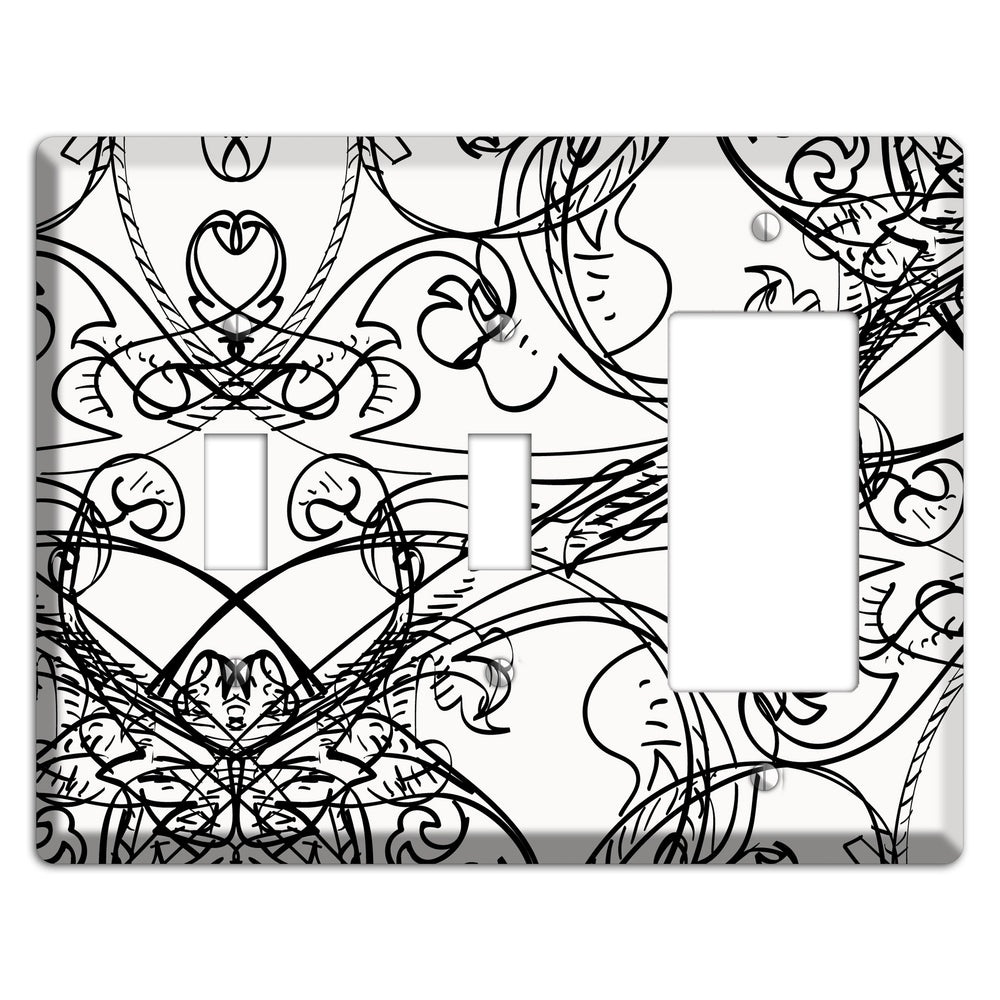 White Deco Sketch 2 Toggle / Rocker Wallplate