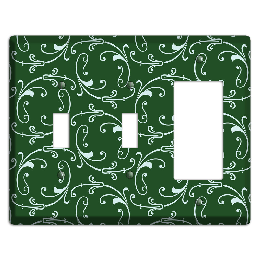 Green Victorian Sprig 2 Toggle / Rocker Wallplate