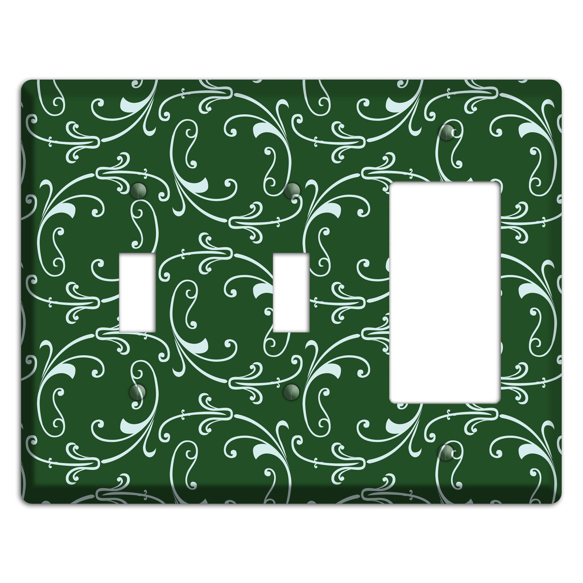 Green Victorian Sprig 2 Toggle / Rocker Wallplate