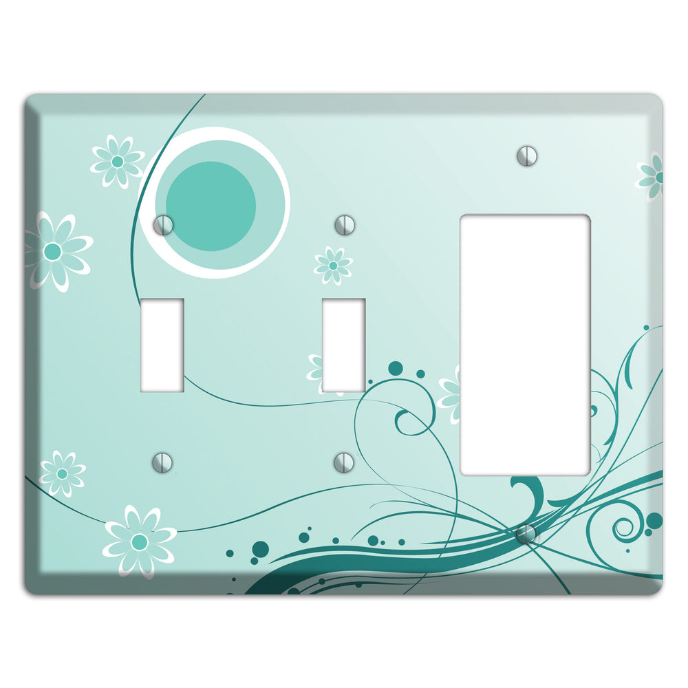 Light Green Floral 2 Toggle / Rocker Wallplate
