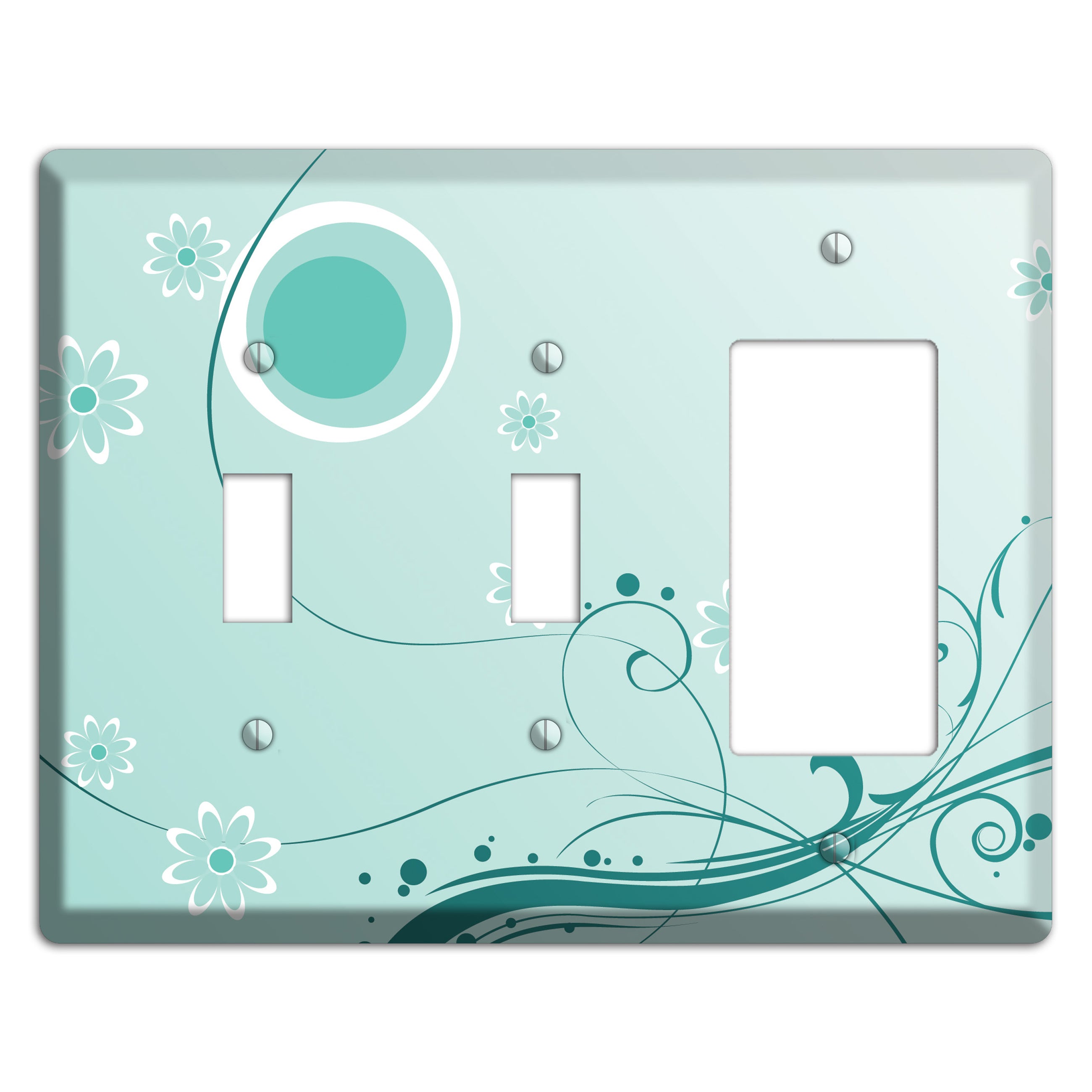 Light Green Floral 2 Toggle / Rocker Wallplate