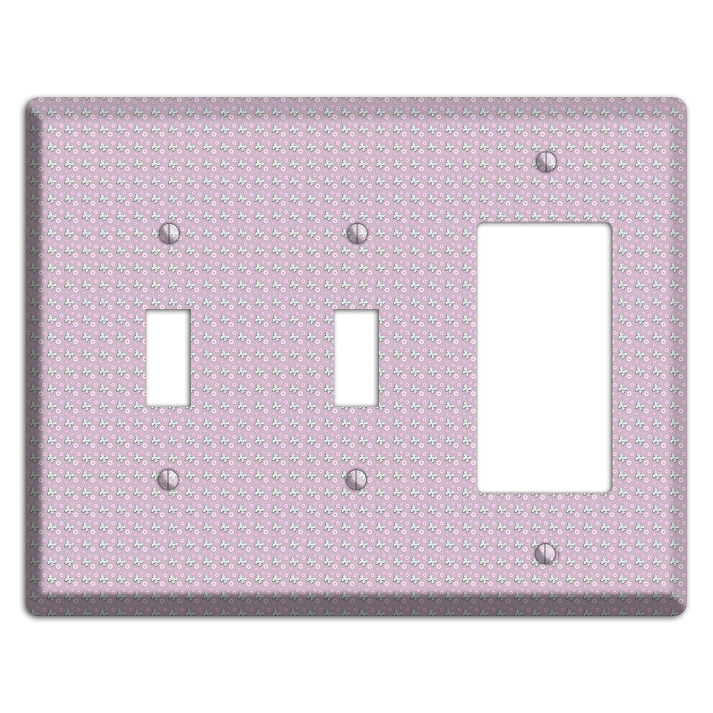 Pink with Butterflies 2 Toggle / Rocker Wallplate