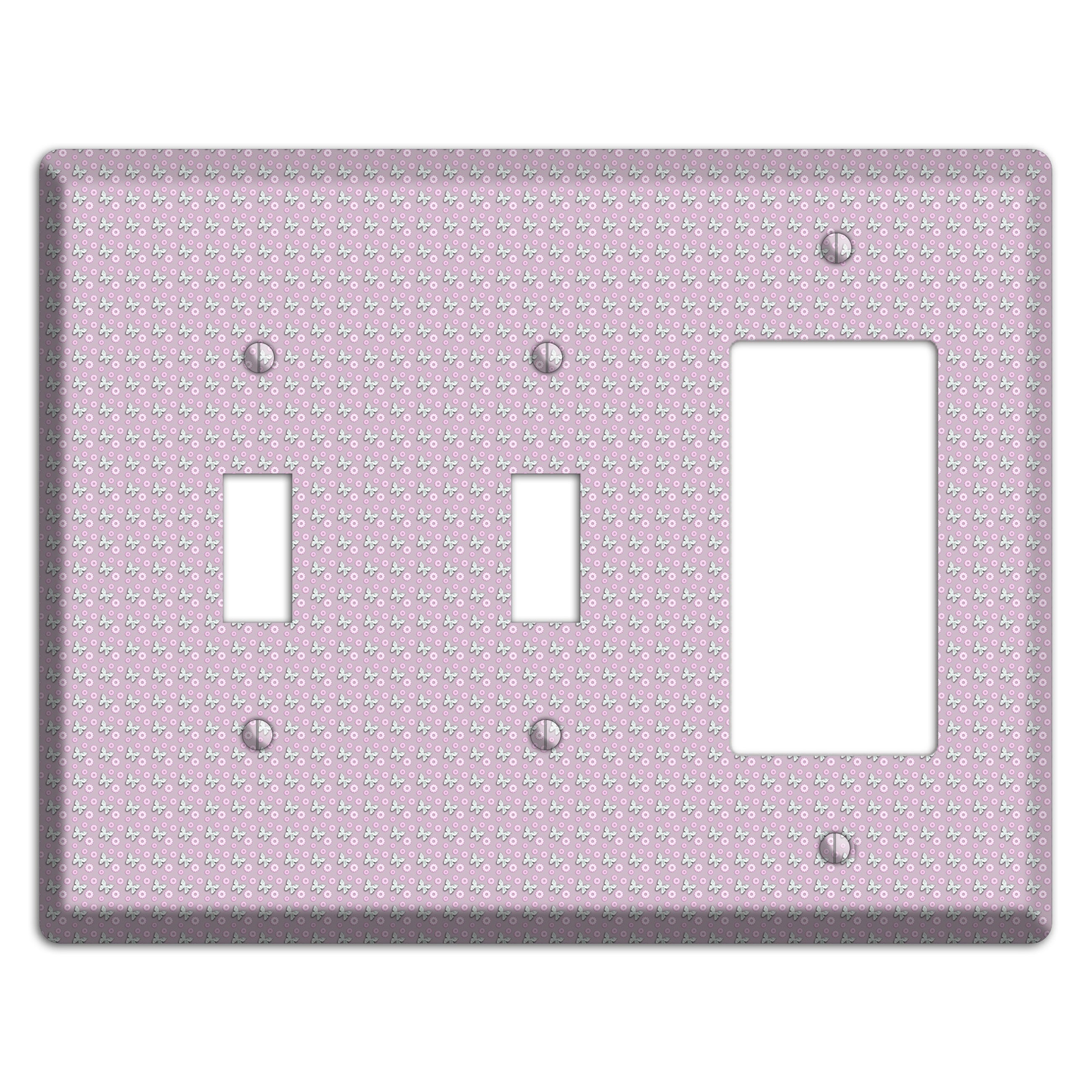 Pink with Butterflies 2 Toggle / Rocker Wallplate