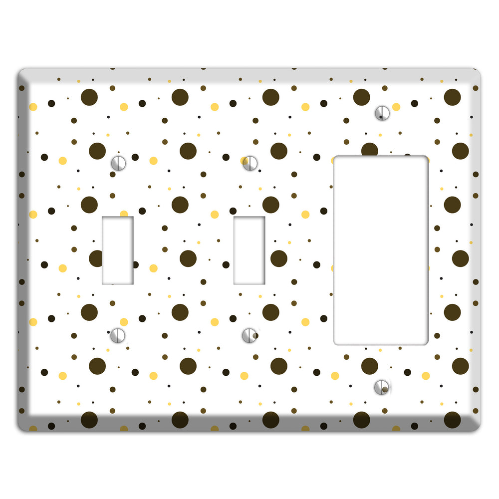 White with Black and Yellow Tiny Dots 2 Toggle / Rocker Wallplate