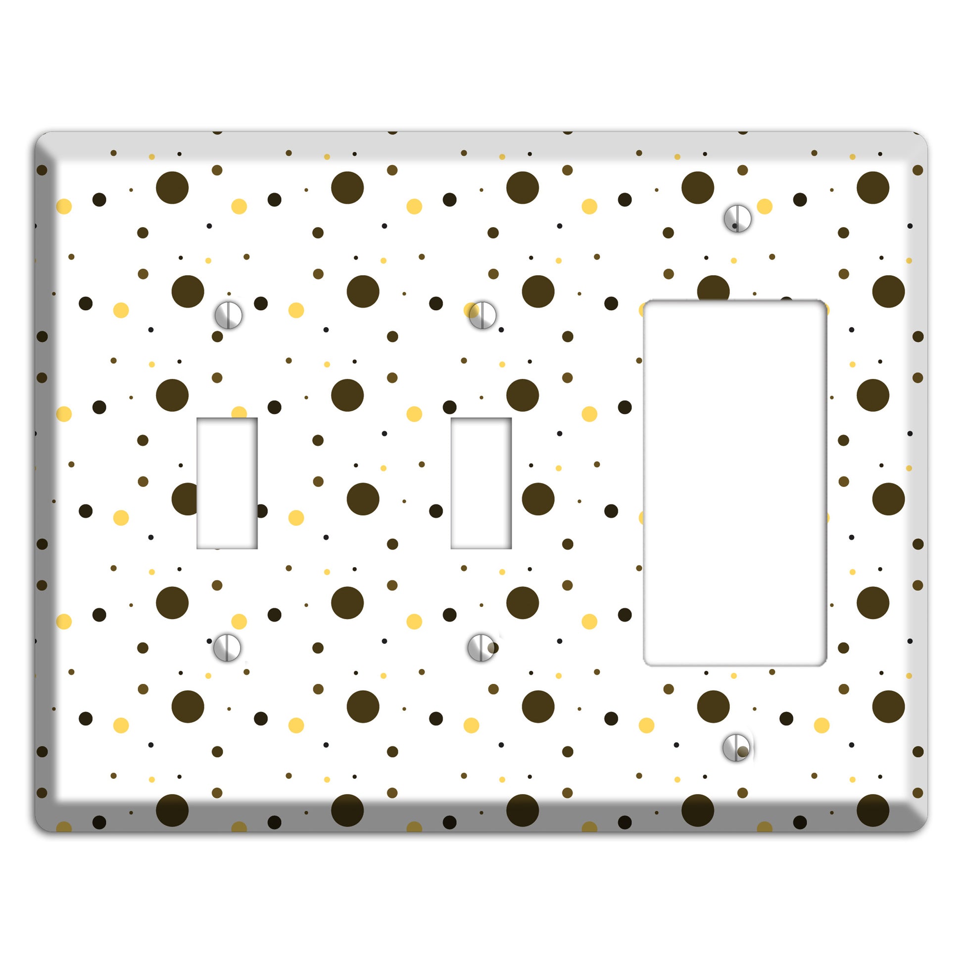 White with Black and Yellow Tiny Dots 2 Toggle / Rocker Wallplate
