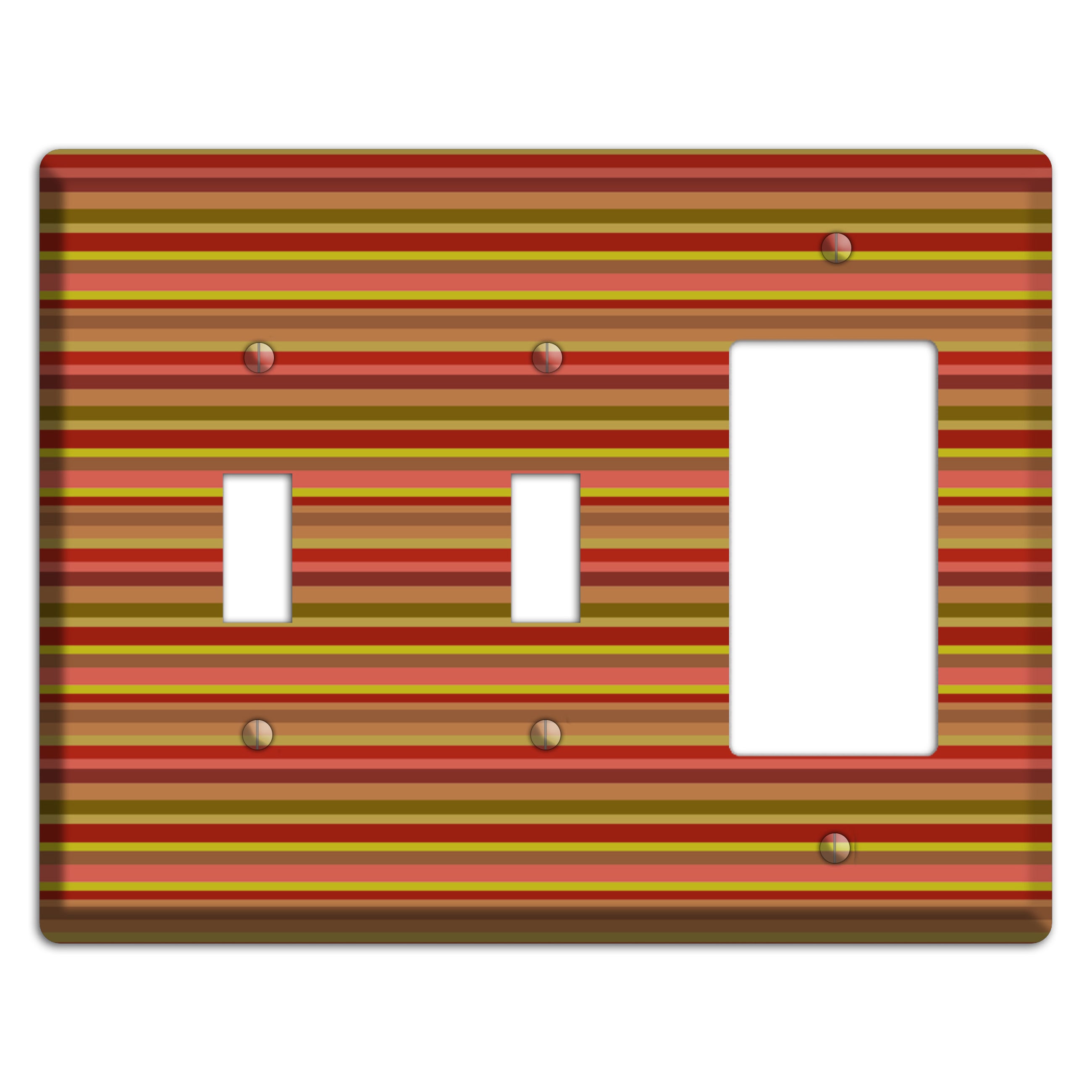 Multi Red Horizontal Stripes 2 Toggle / Rocker Wallplate