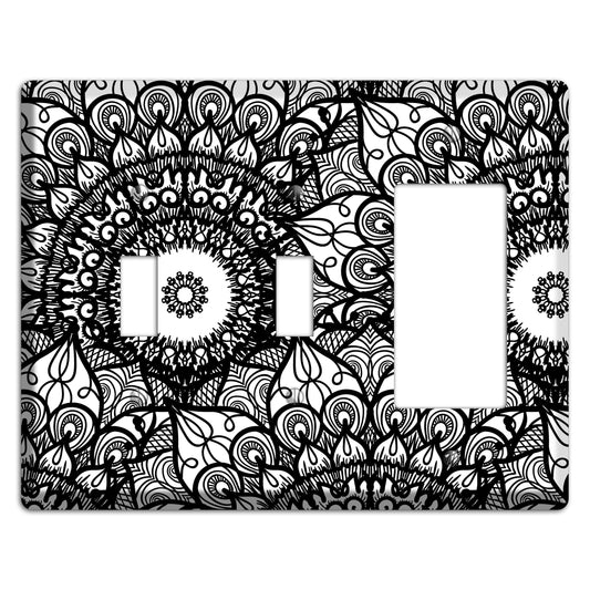 Mandala Black and White Style V Cover Plates 2 Toggle / Rocker Wallplate