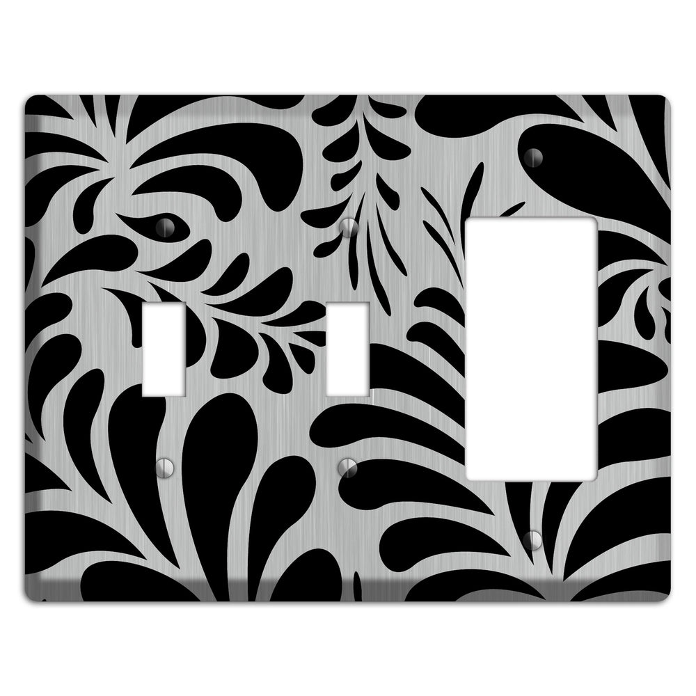 Black Herati Stainless Steel 2 Toggle / Rocker Wallplate