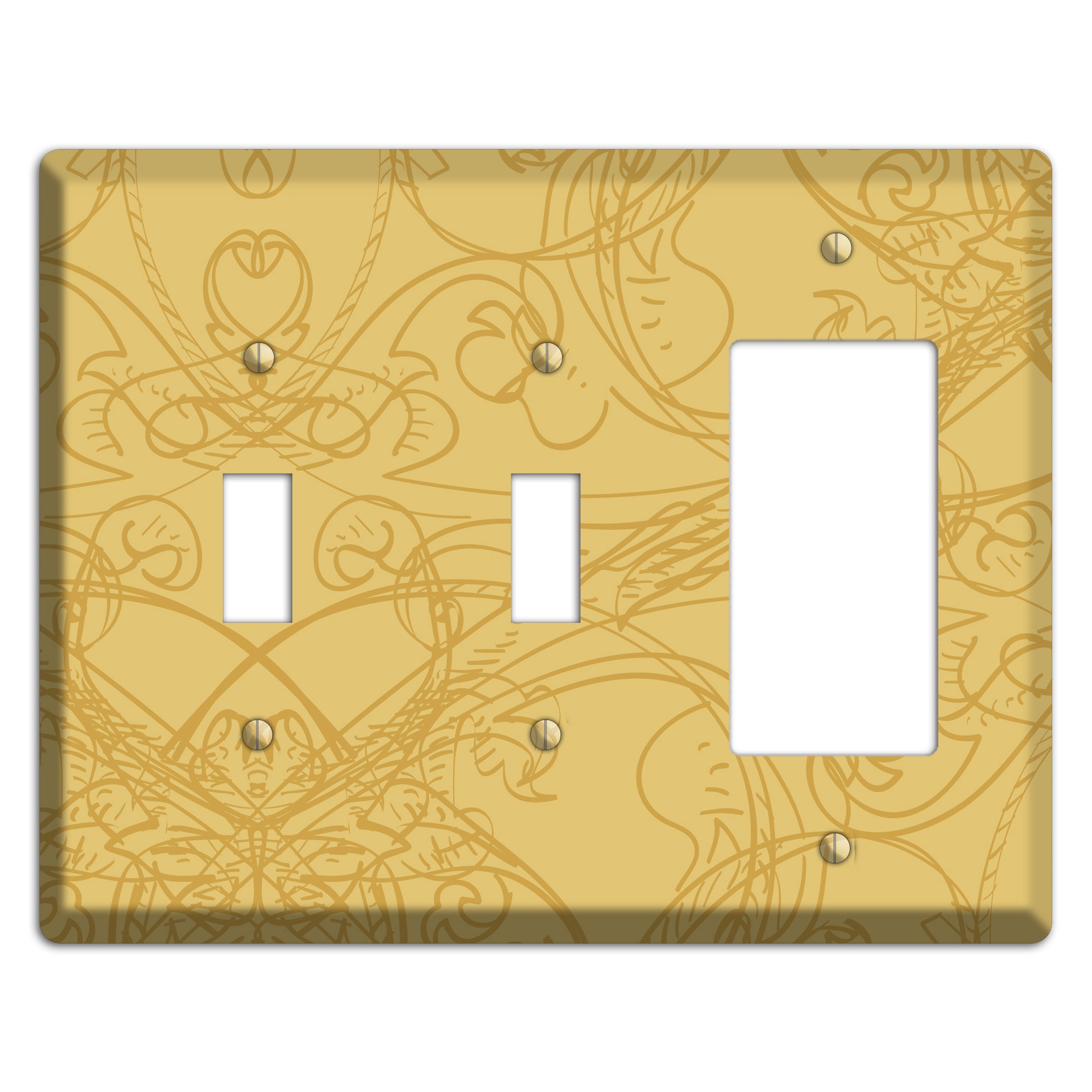 Beige Deco Sketch 2 Toggle / Rocker Wallplate