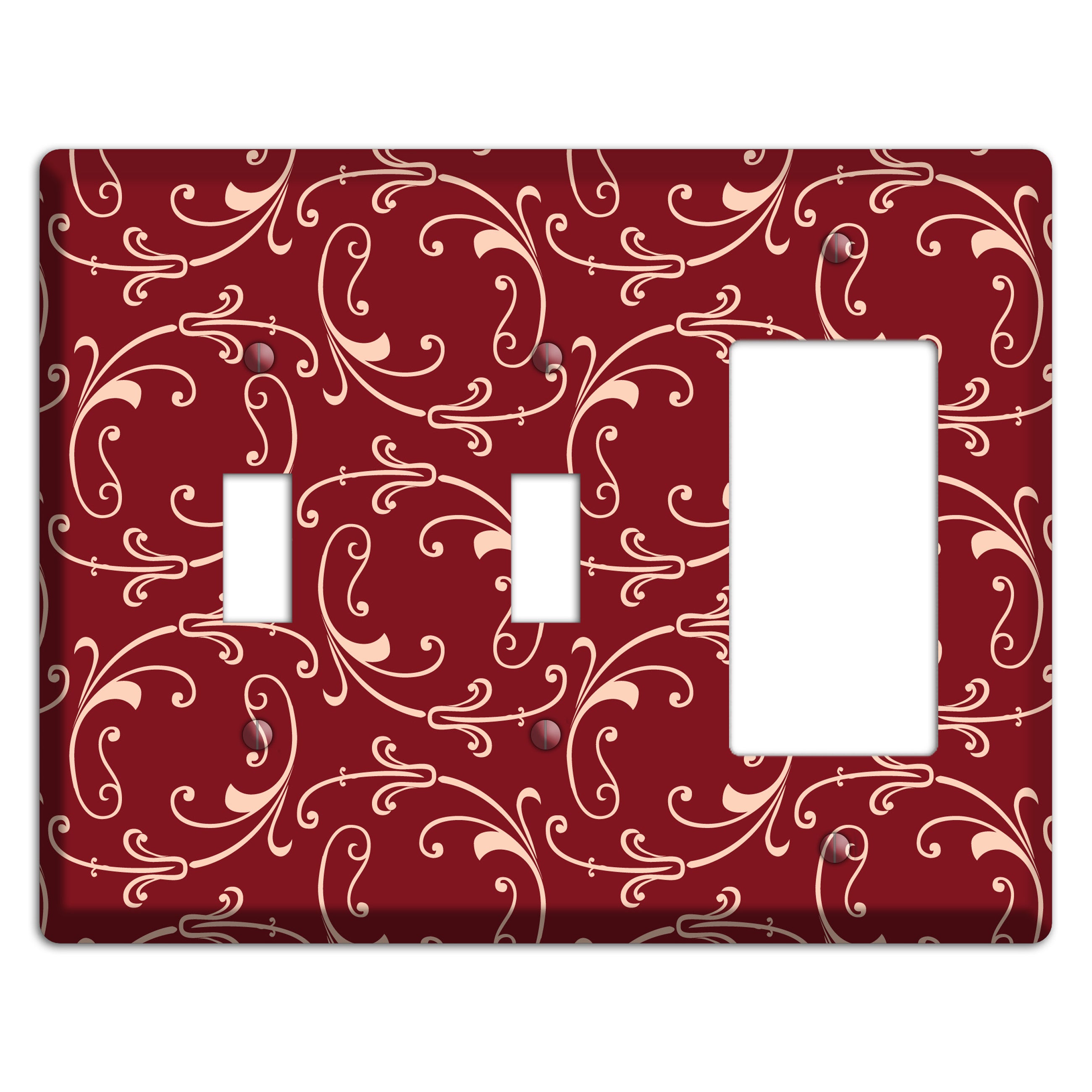 Burgundy Victorian Sprig 2 Toggle / Rocker Wallplate