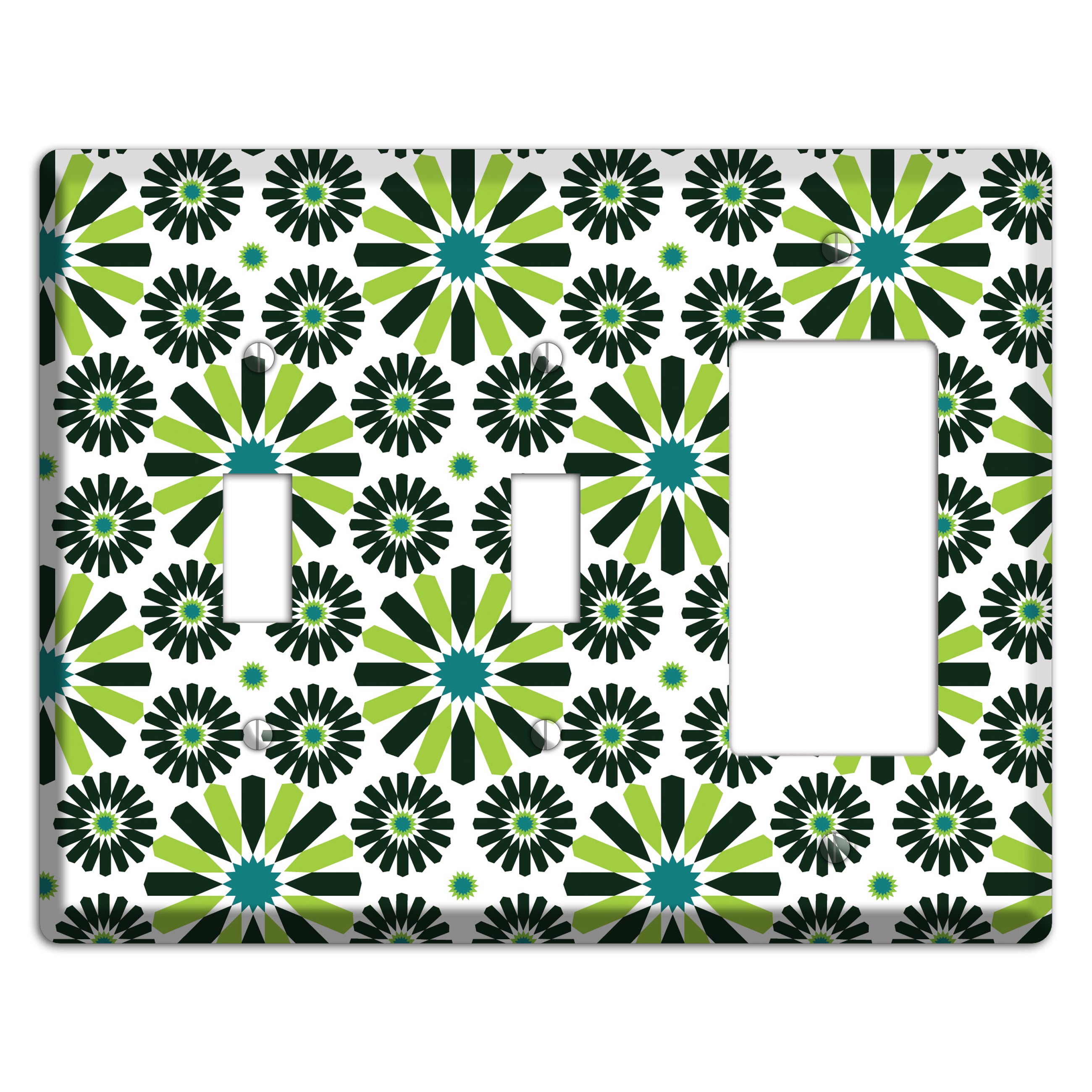 Lime and Teal Scandinavian Floral 2 Toggle / Rocker Wallplate