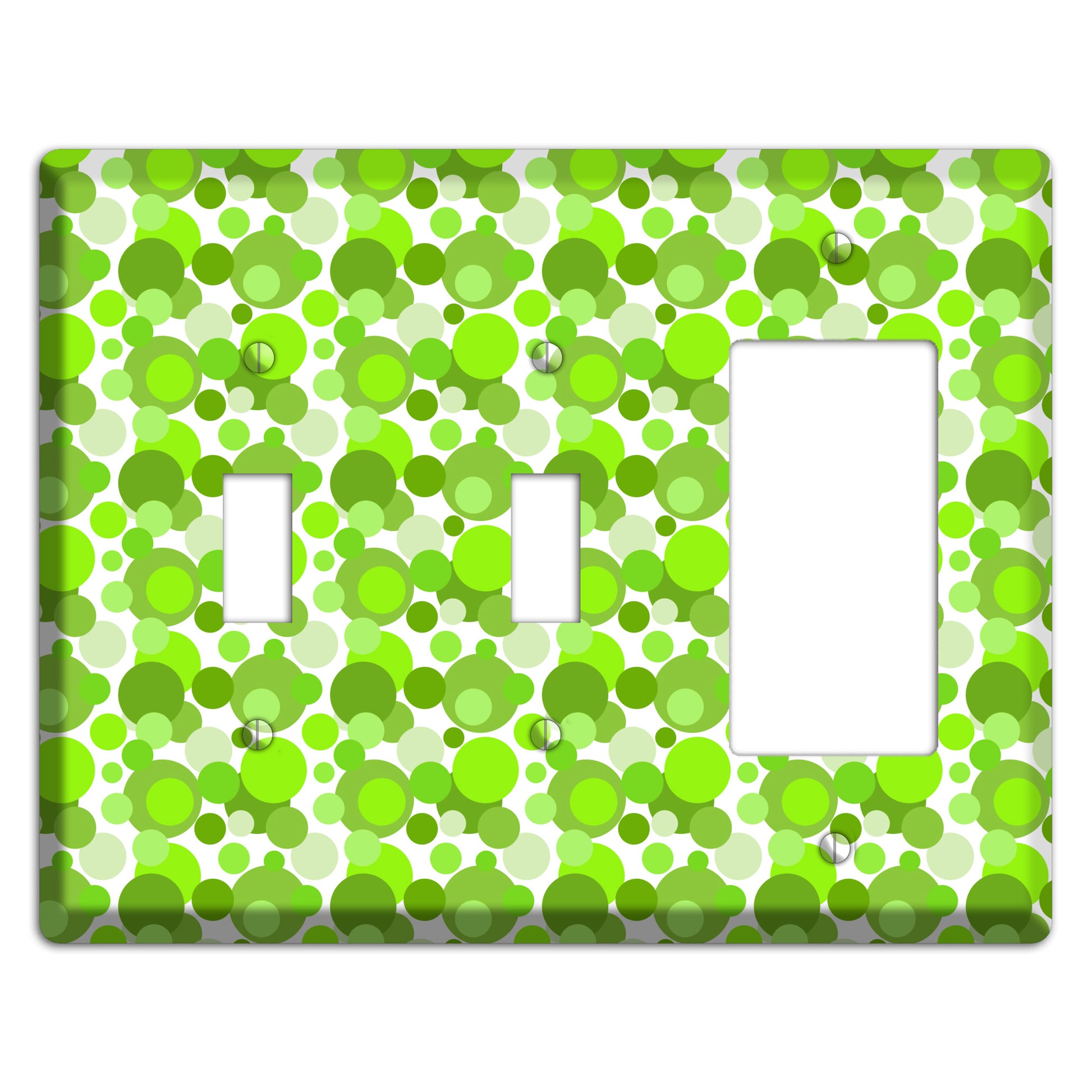Multi Green Bubble Dots 2 Toggle / Rocker Wallplate